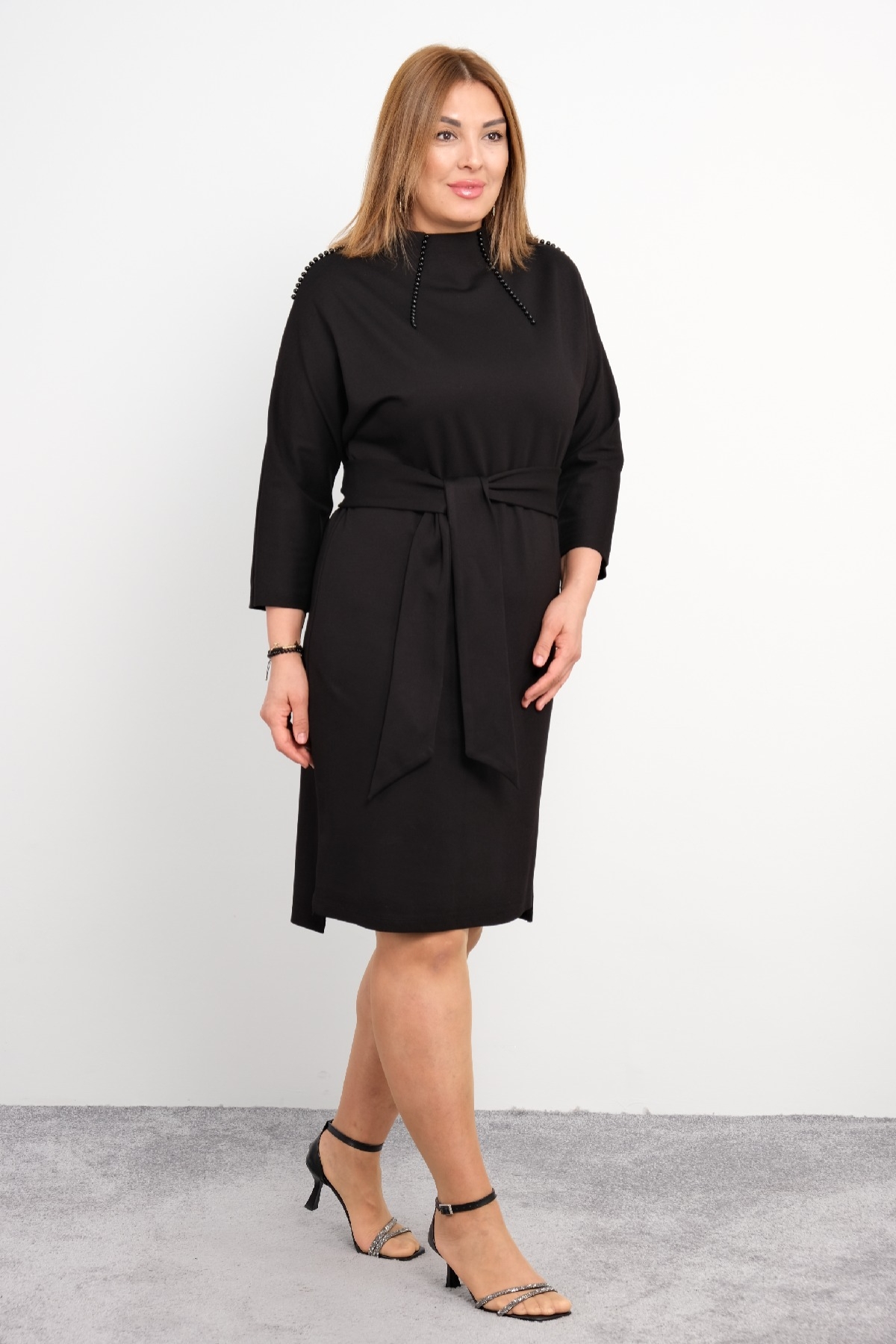 Casual Plus Size Dress-Black