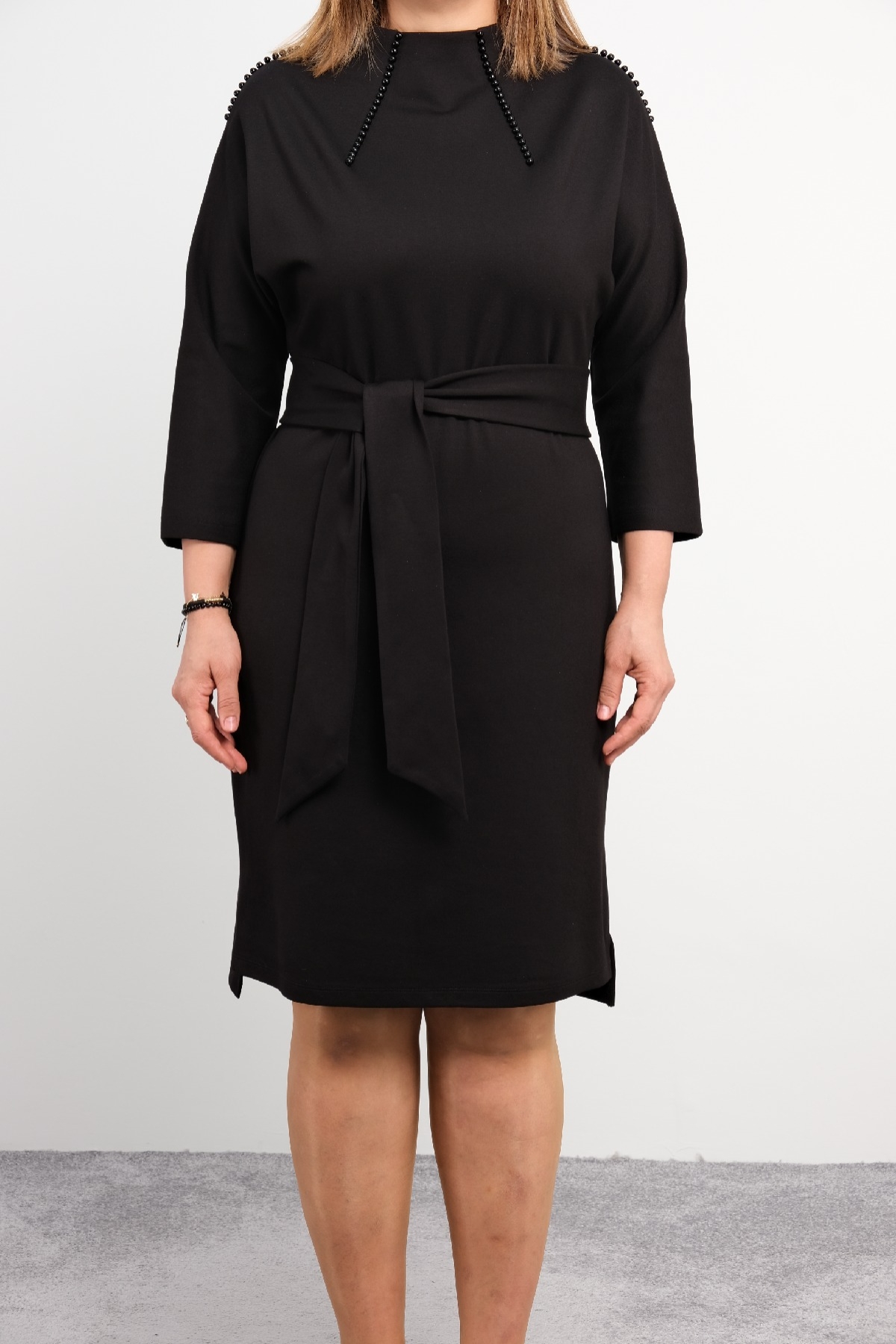 Casual Plus Size Dress-Black