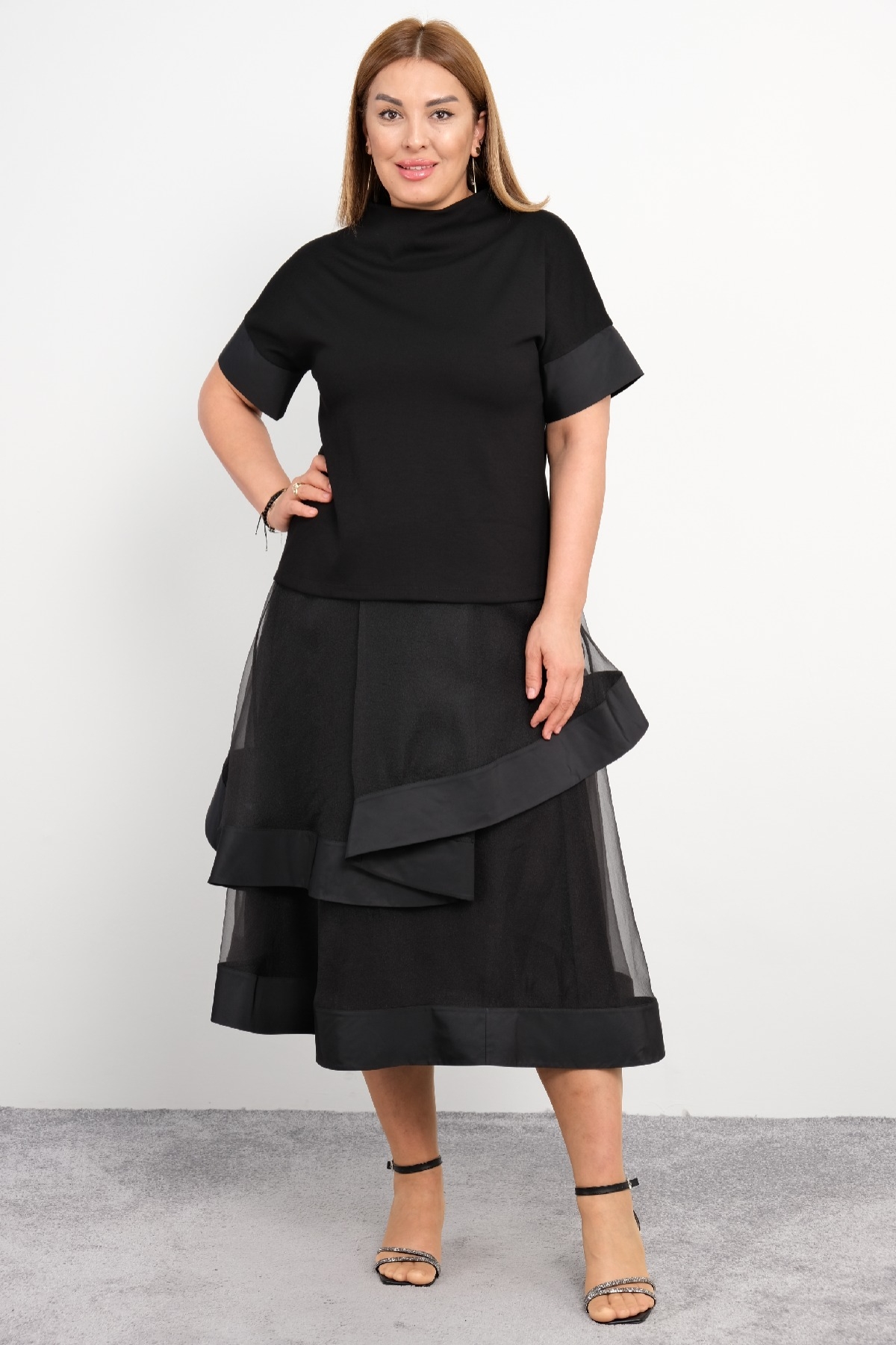 Blouse and Skirt Set-Black