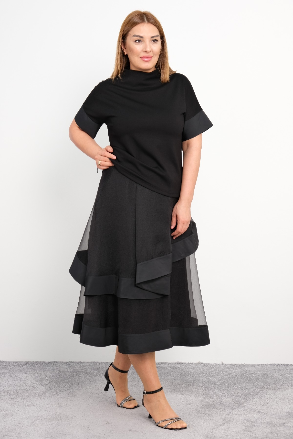 Blouse and Skirt Set-Black