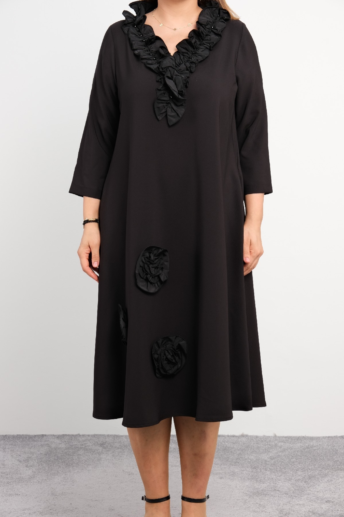 Casual Plus Size Dress-Black