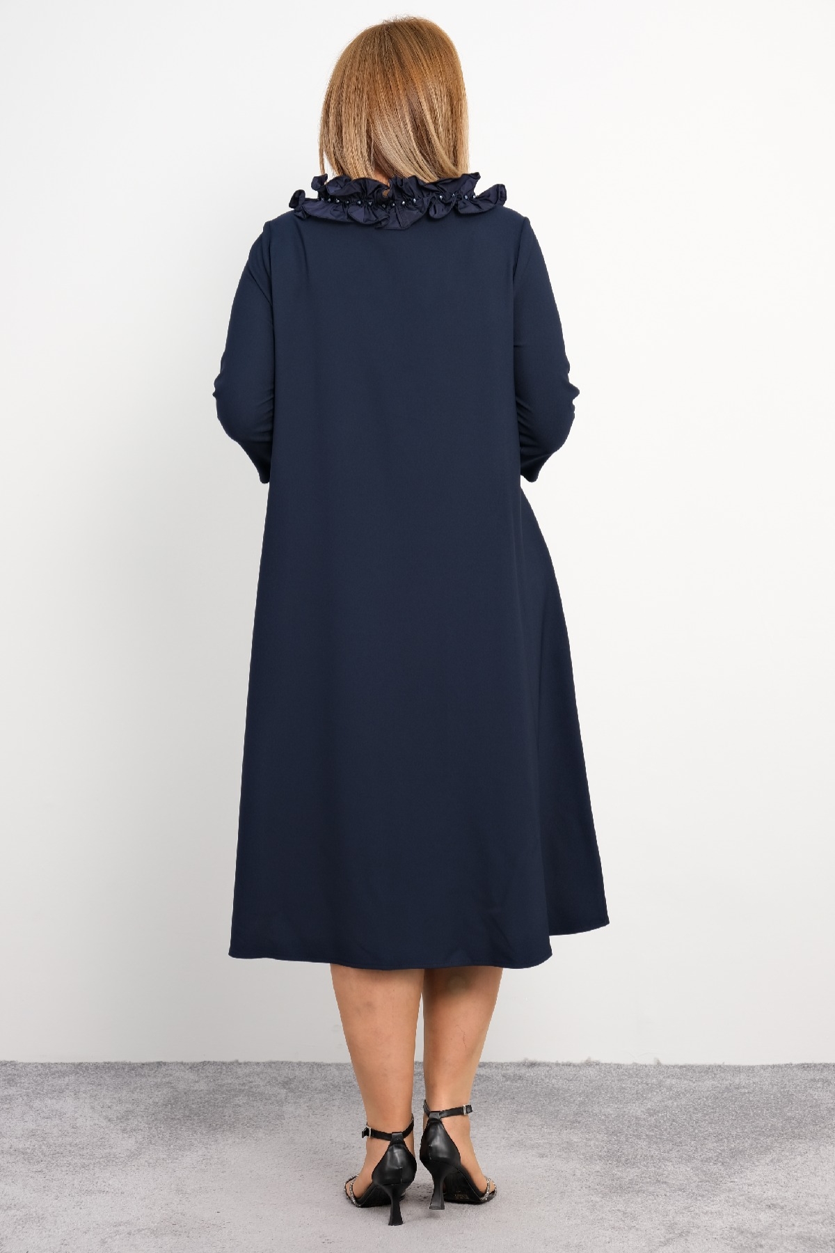 Casual Plus Size Dress-Dark Blue