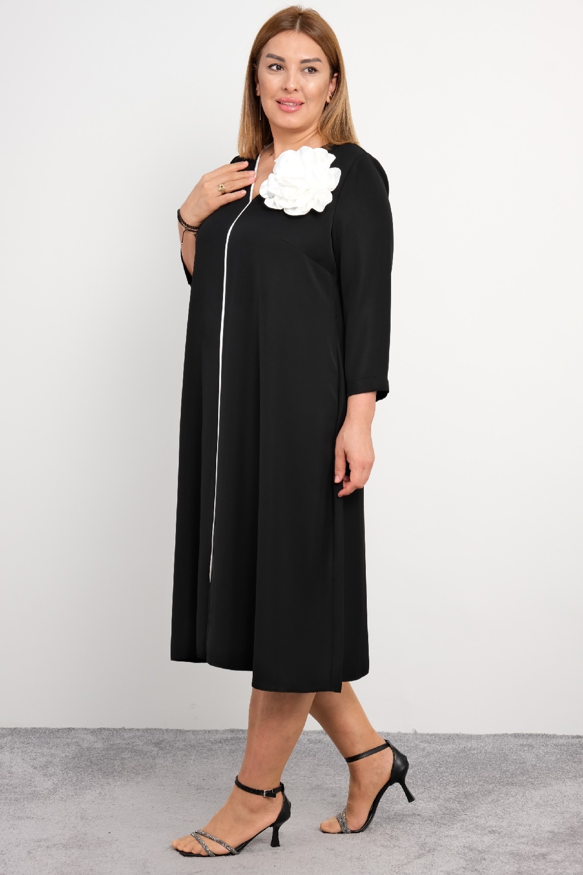 Casual Plus Size Dress-Black