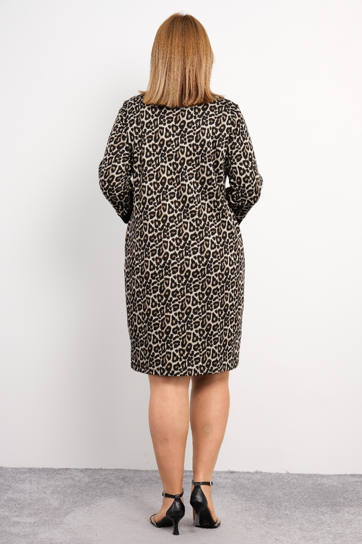 Casual Plus Size Dress-Brown