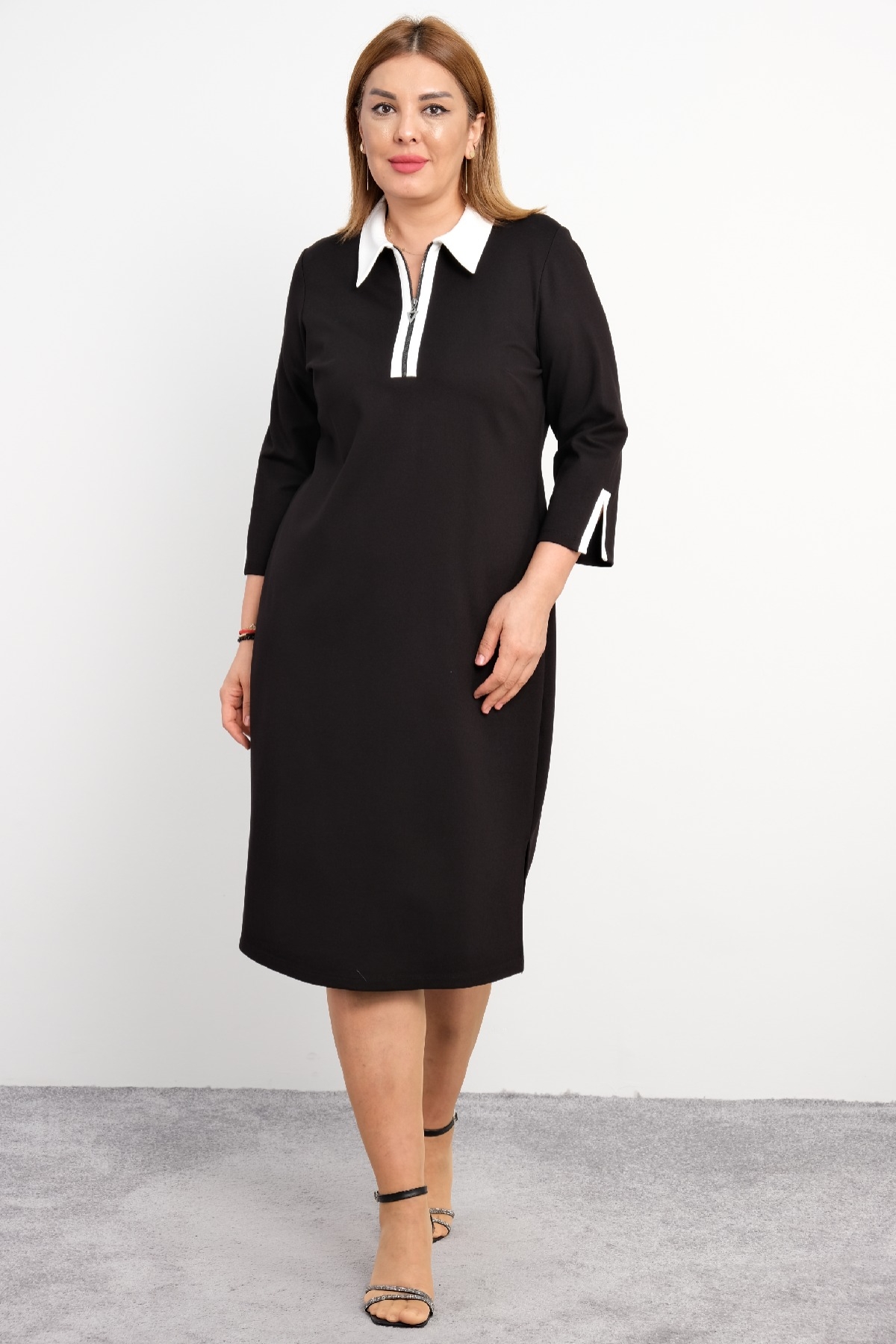 Casual Plus Size Dress-Black