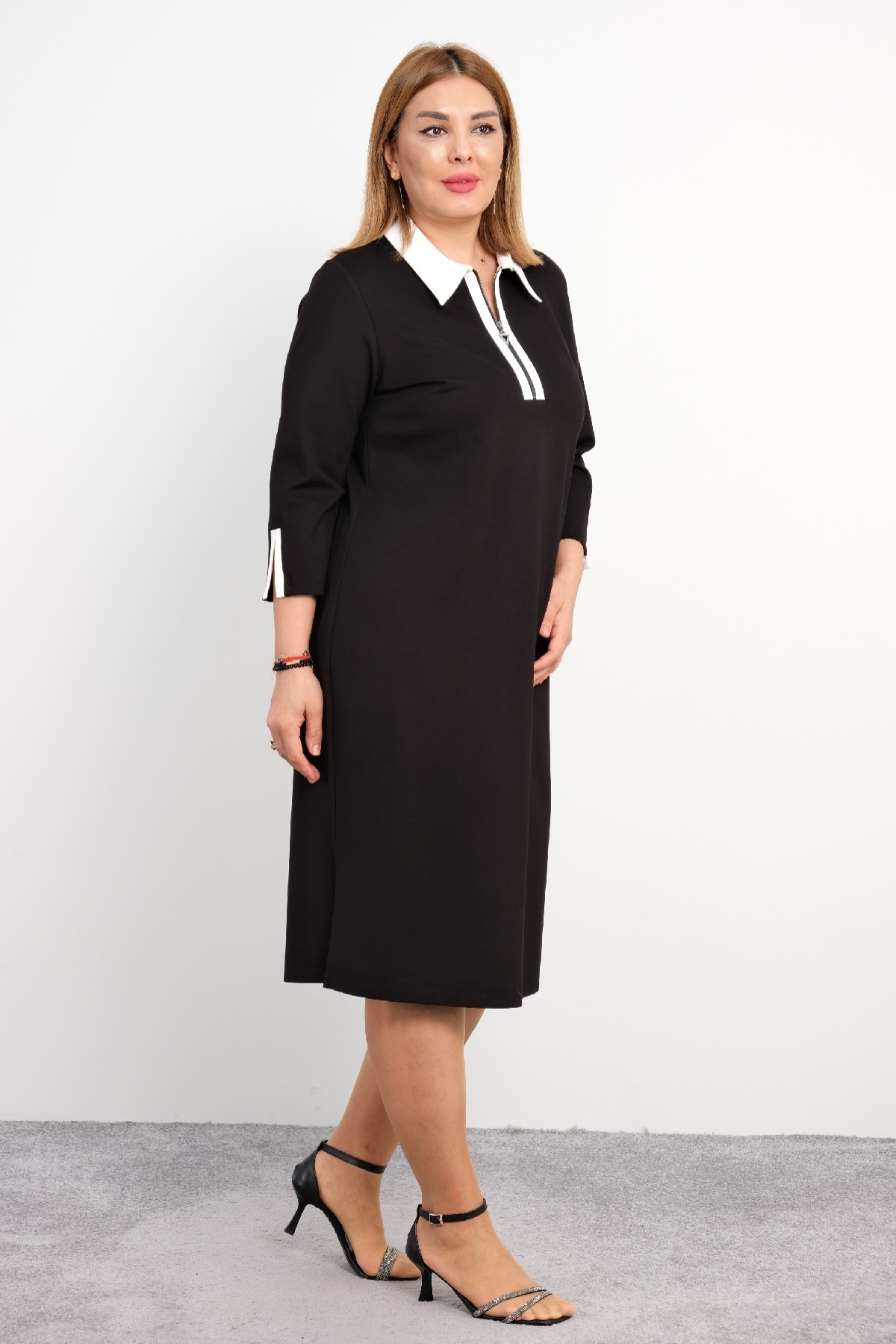 Casual Plus Size Dress-Black