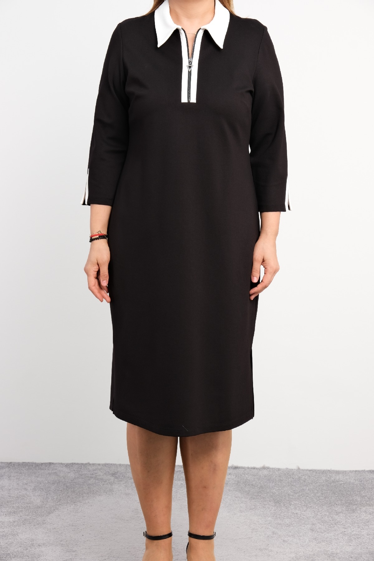 Casual Plus Size Dress-Black