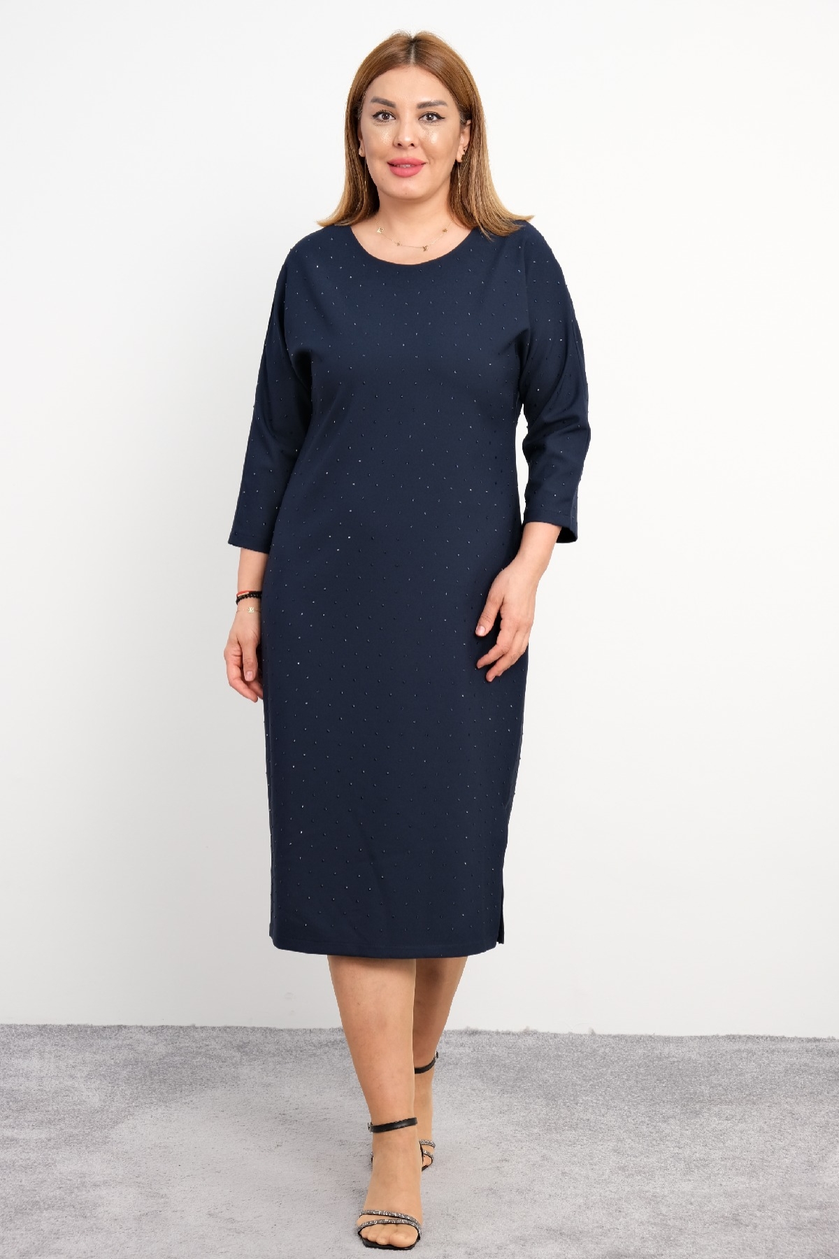 Plus Size Dress-Dark Blue