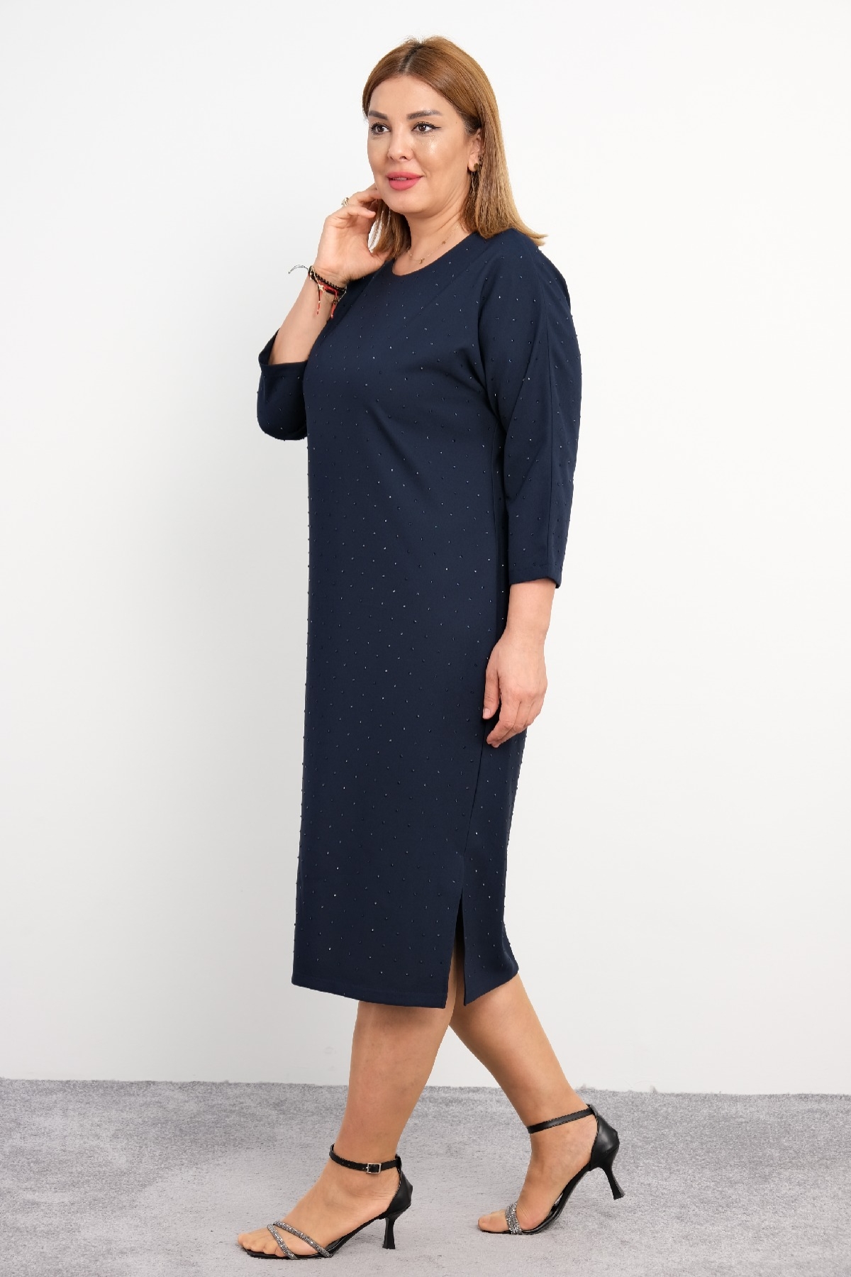 Plus Size Dress-Dark Blue