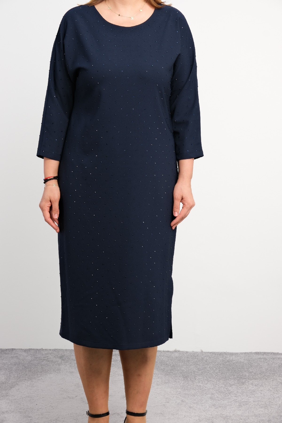 Plus Size Dress-Dark Blue