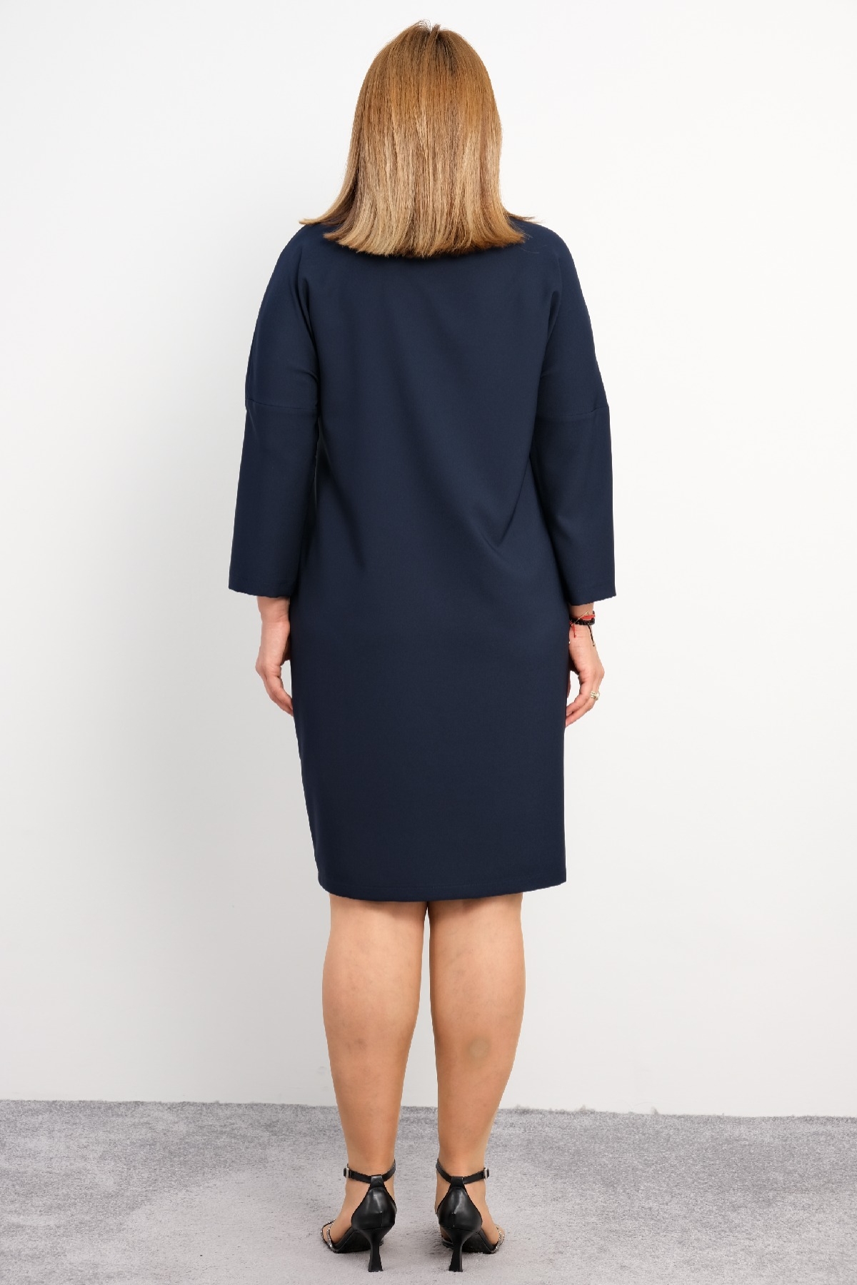 Casual Plus Size Dress-Dark Blue