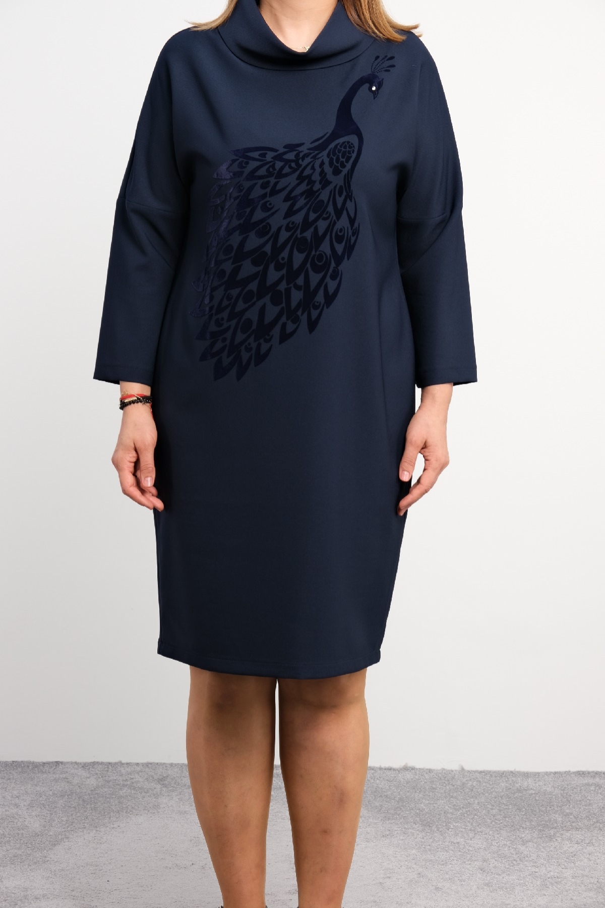 Casual Plus Size Dress-Dark Blue