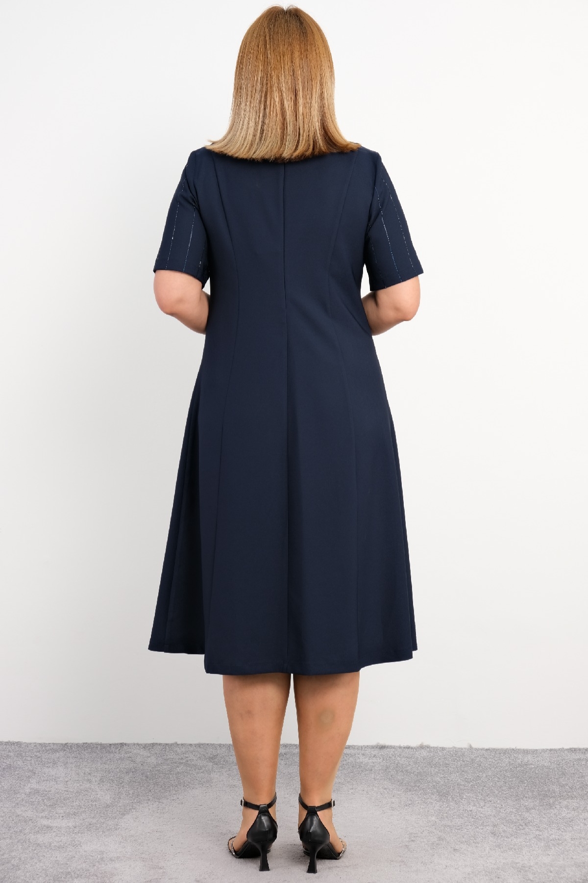 Casual Plus Size Dress-Dark Blue