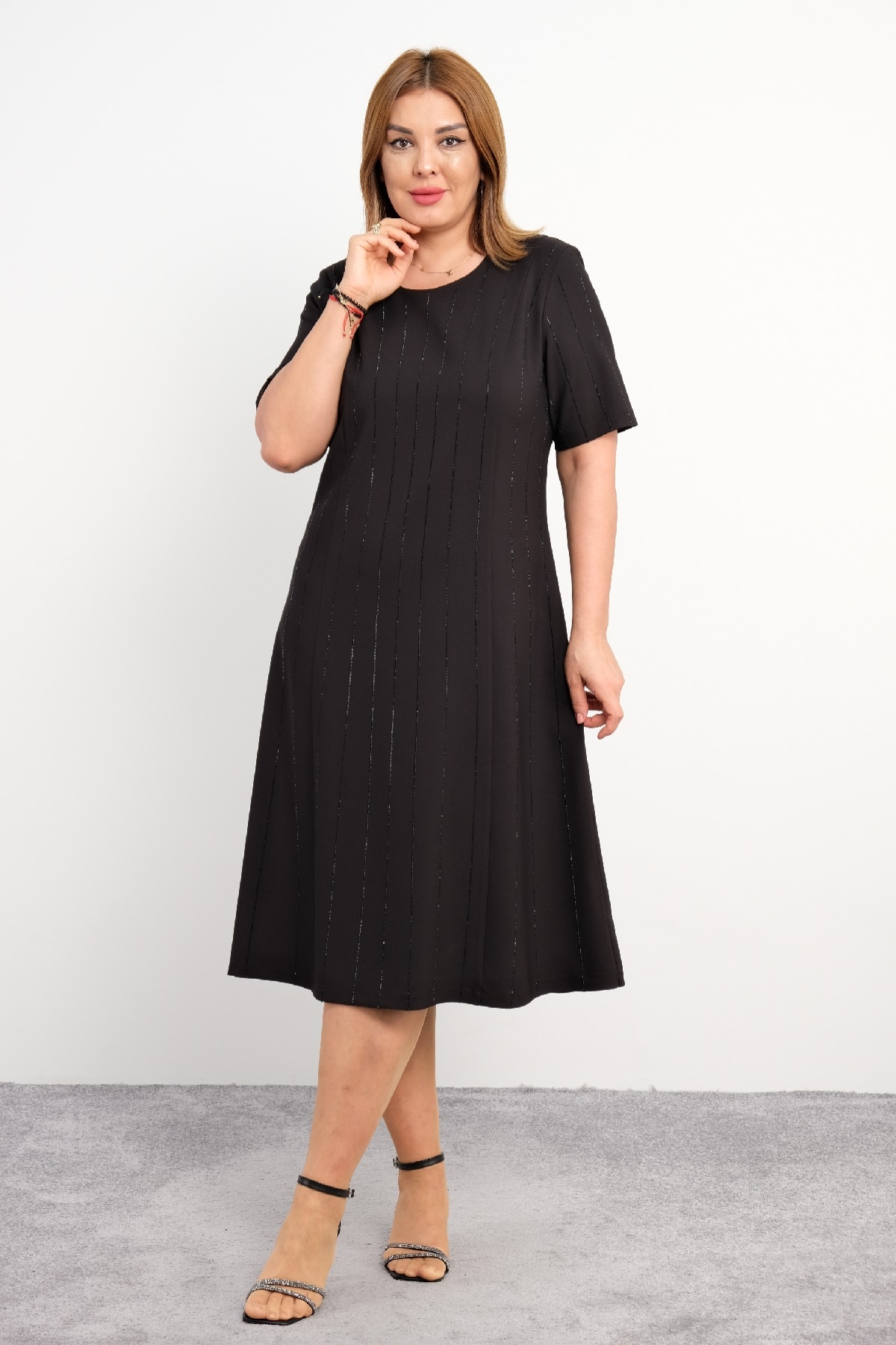 Casual Plus Size Dress-Black