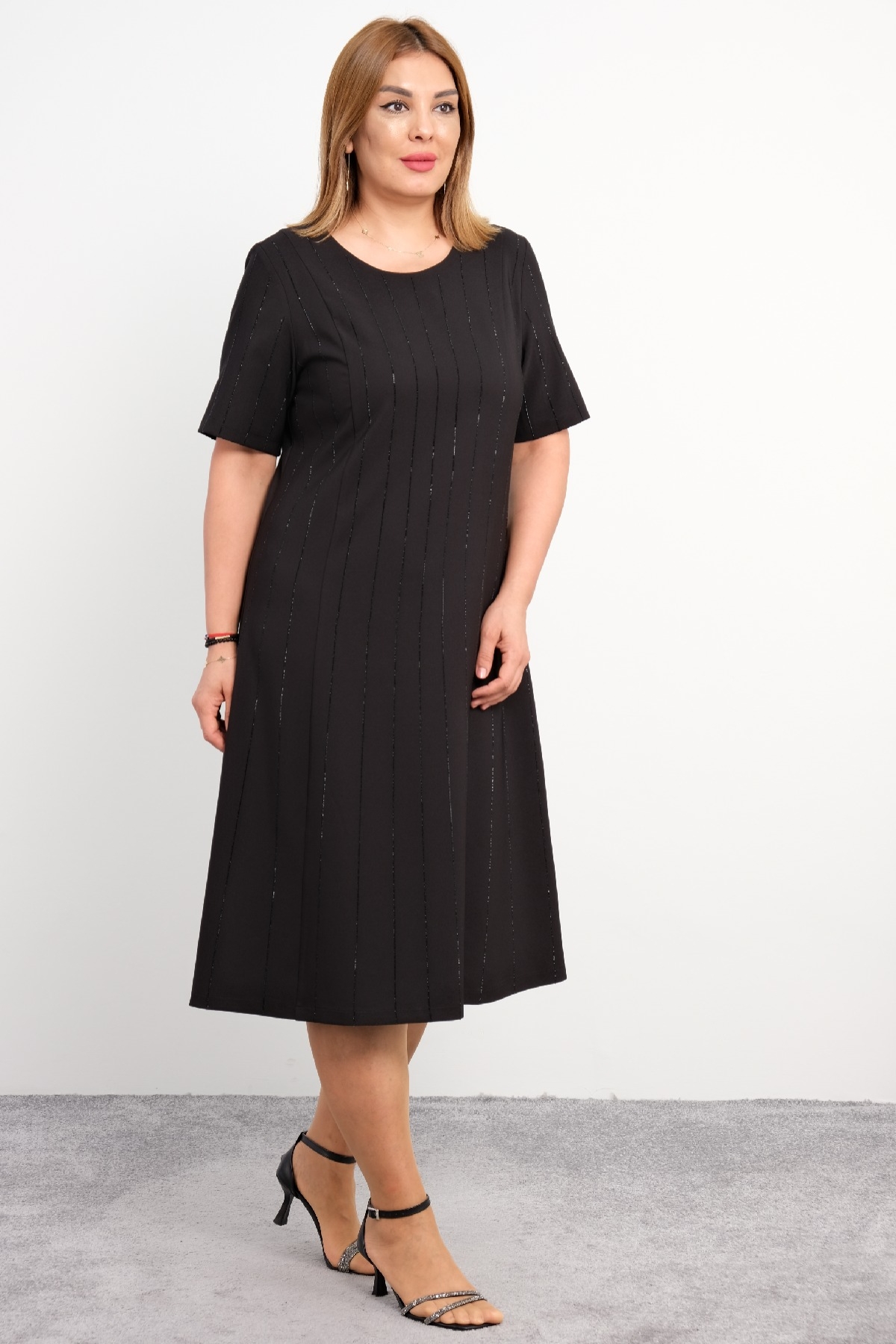 Casual Plus Size Dress-Black