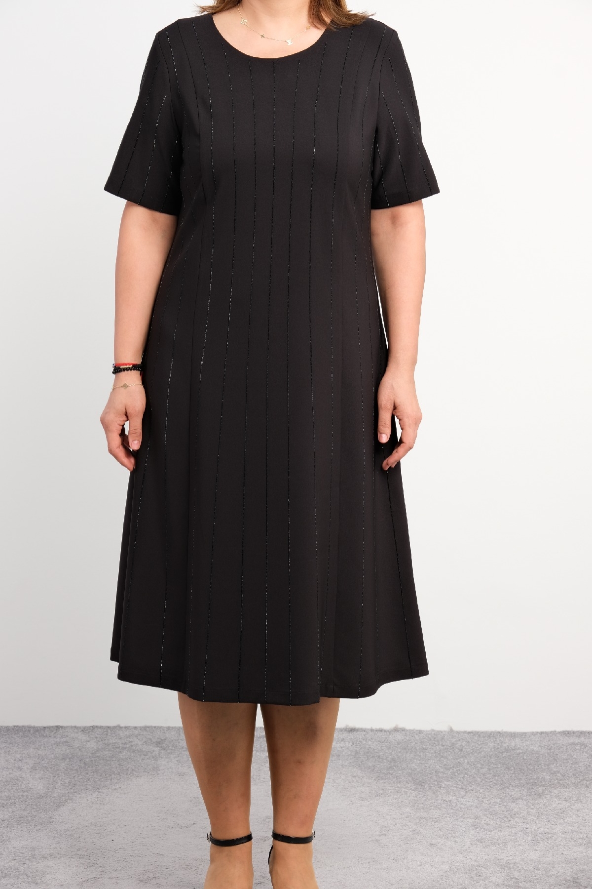 Casual Plus Size Dress-Black