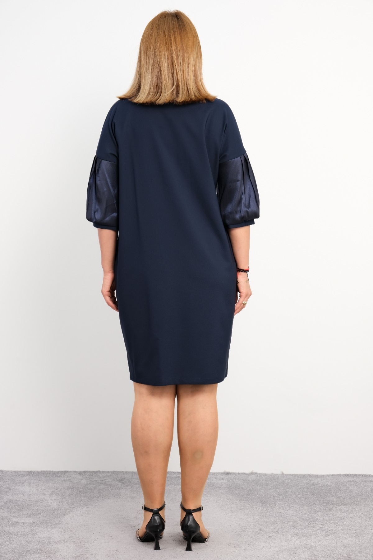 Casual Plus Size Dress-Dark Blue