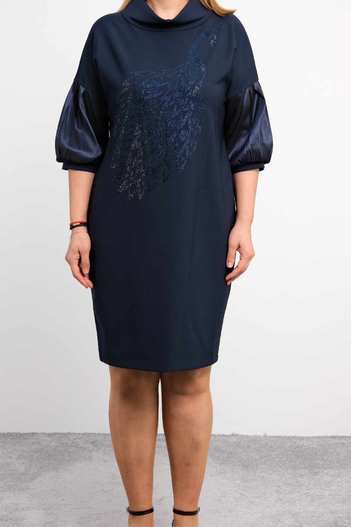 Casual Plus Size Dress-Dark Blue