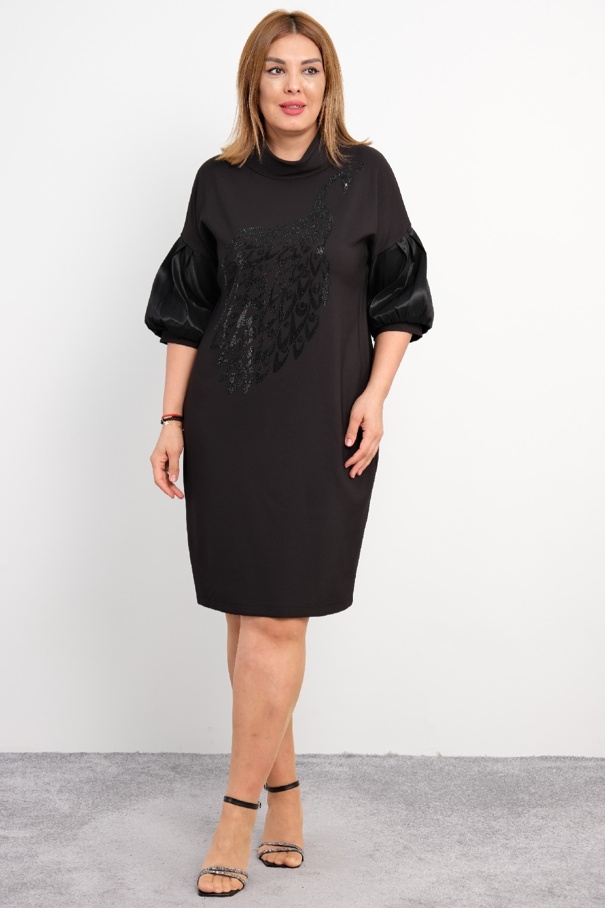 Casual Plus Size Dress-Black