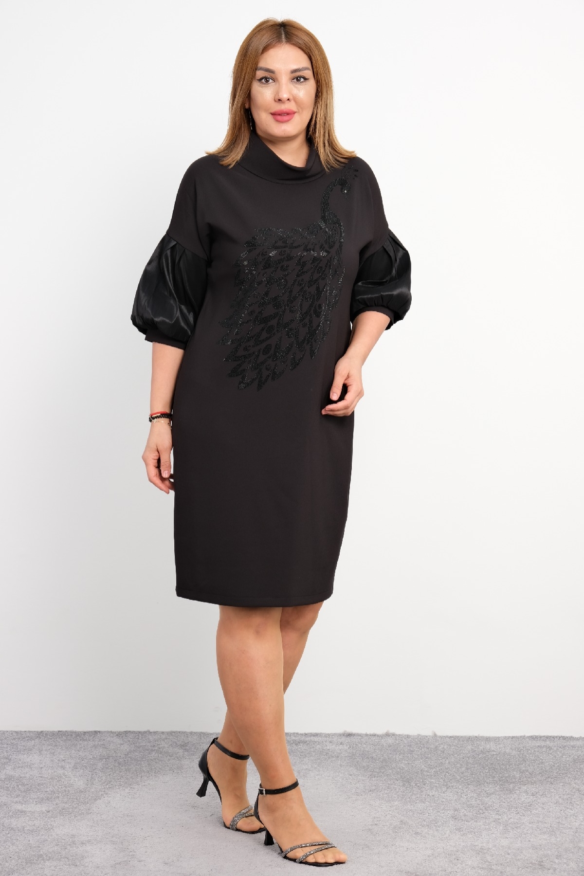 Casual Plus Size Dress-Black