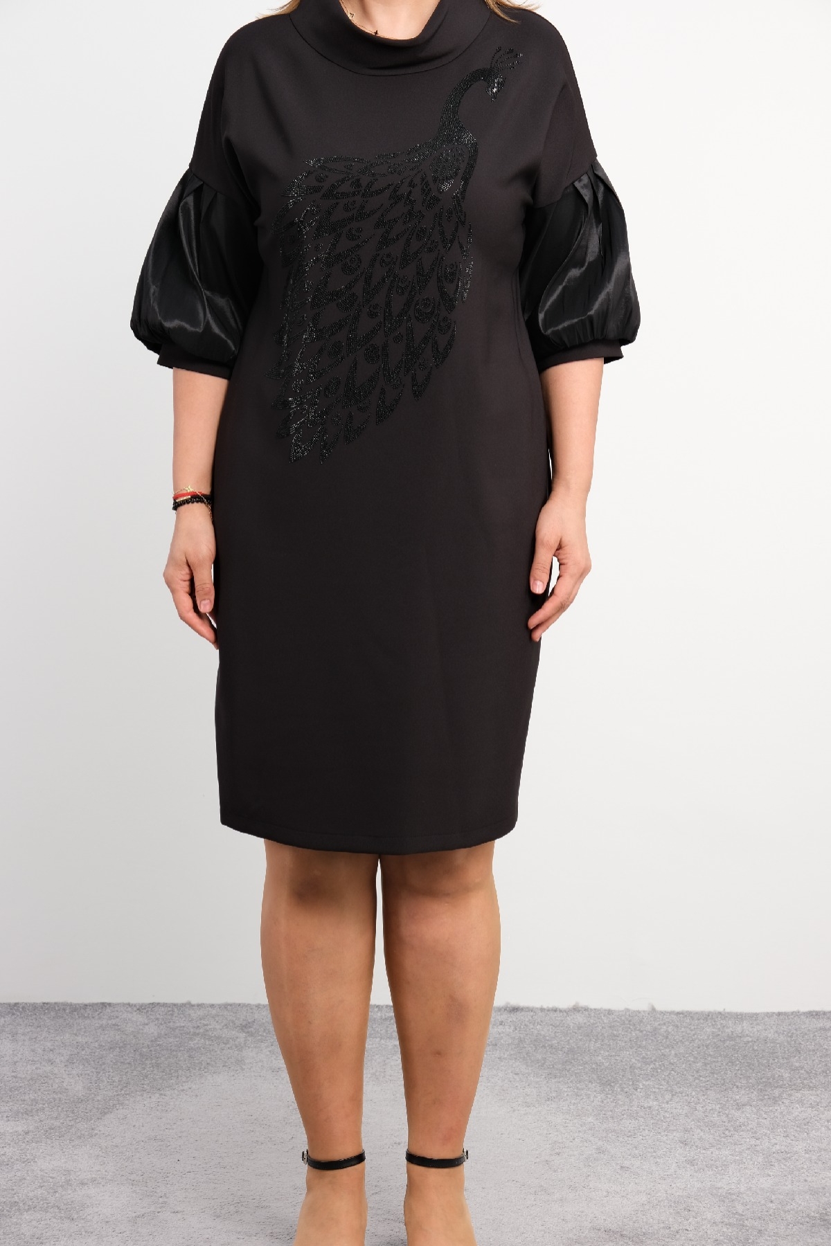 Casual Plus Size Dress-Black