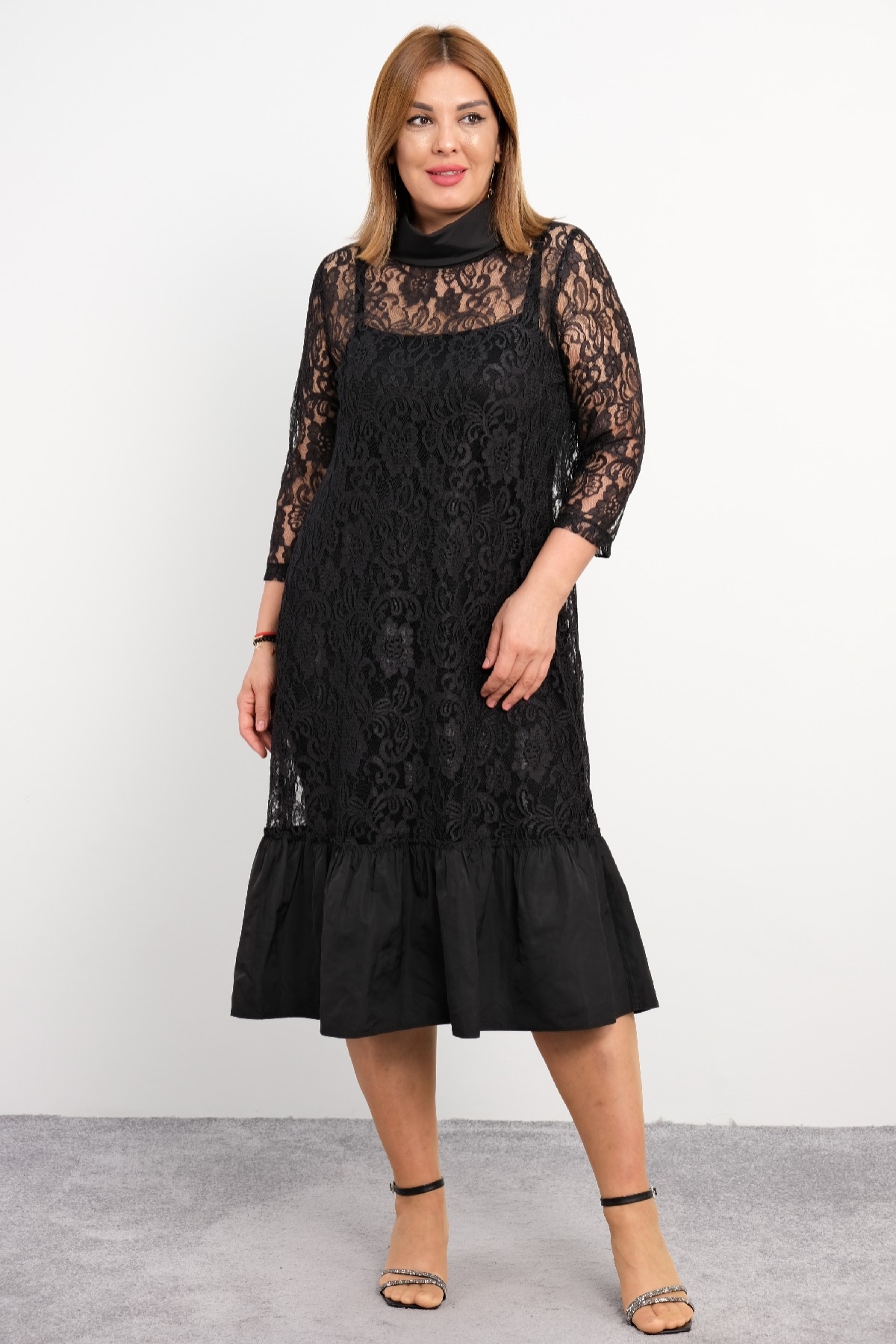 Plus Size Night Dress-Black