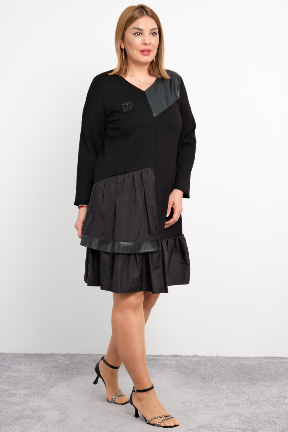 Casual Plus Size Dress-Black