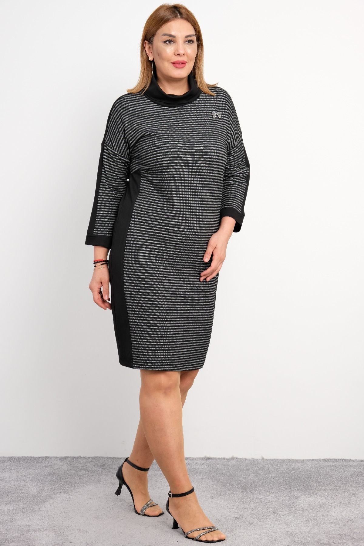 Casual Plus Size Dress-Grey