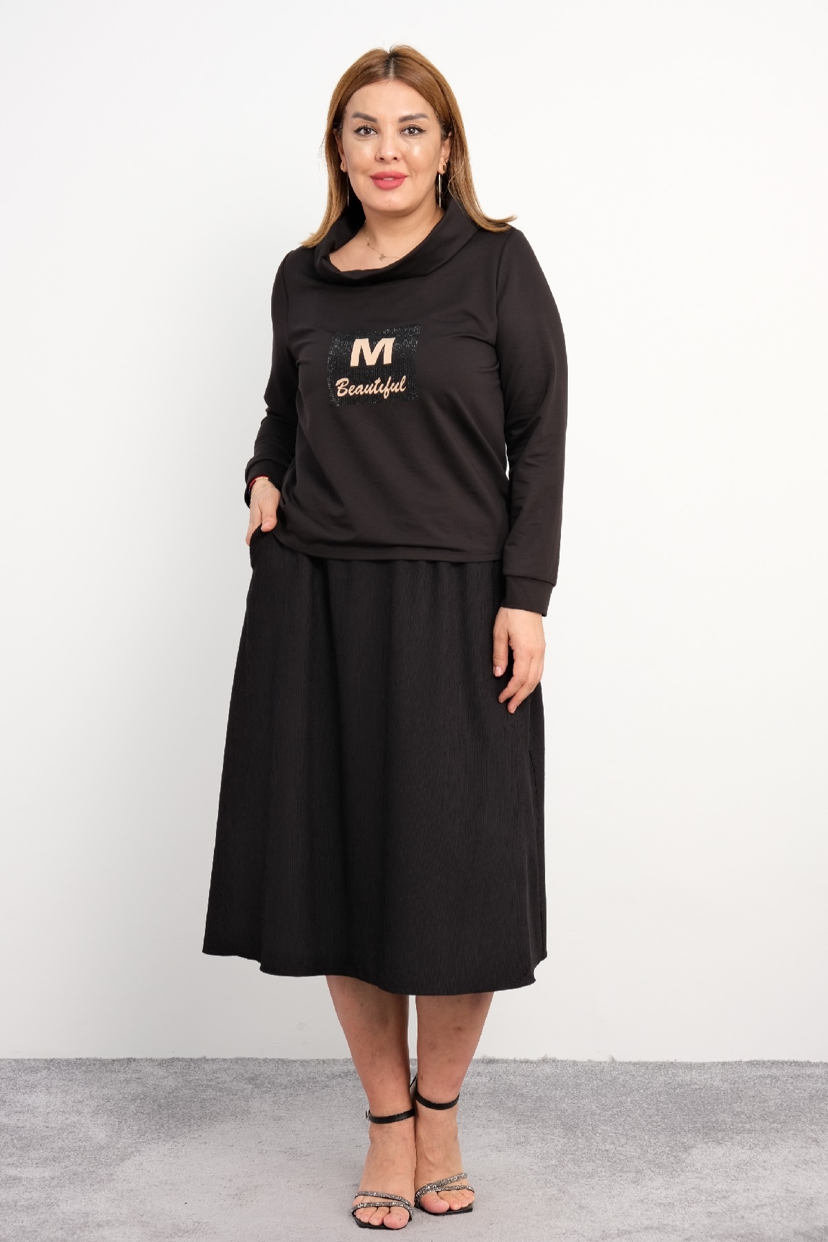 Blouse and Skirt Set-Black