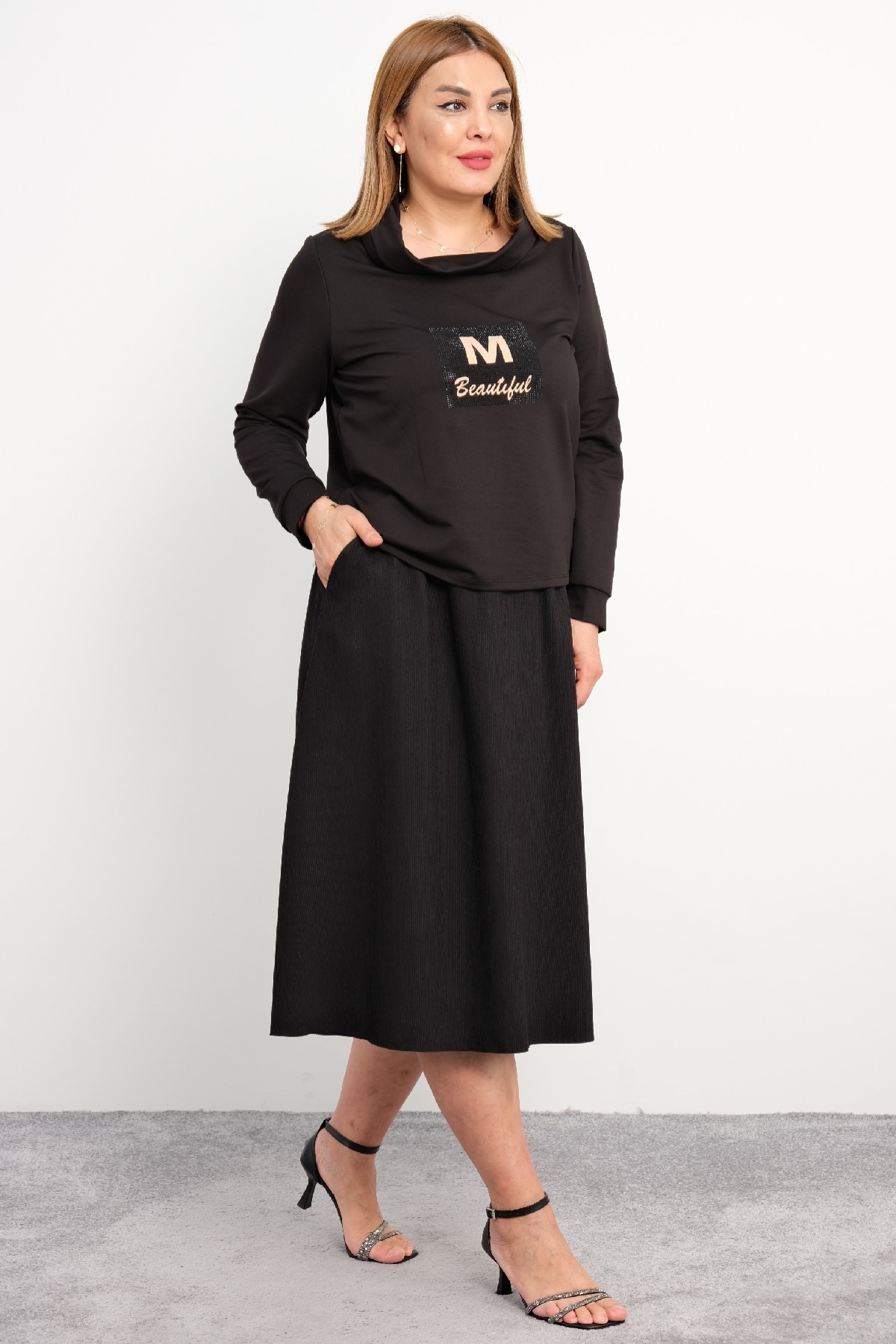 Blouse and Skirt Set-Black