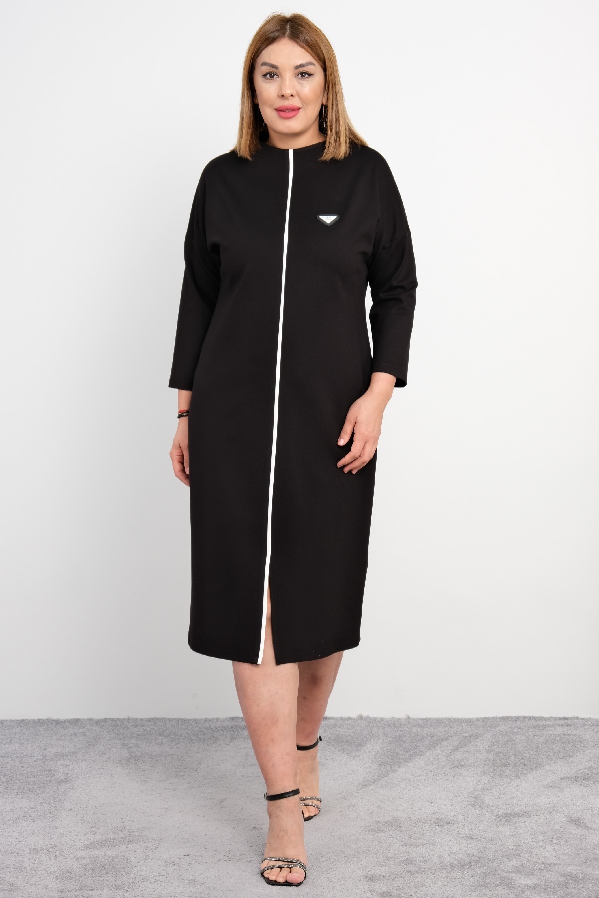 Casual Plus Size Dress-Black