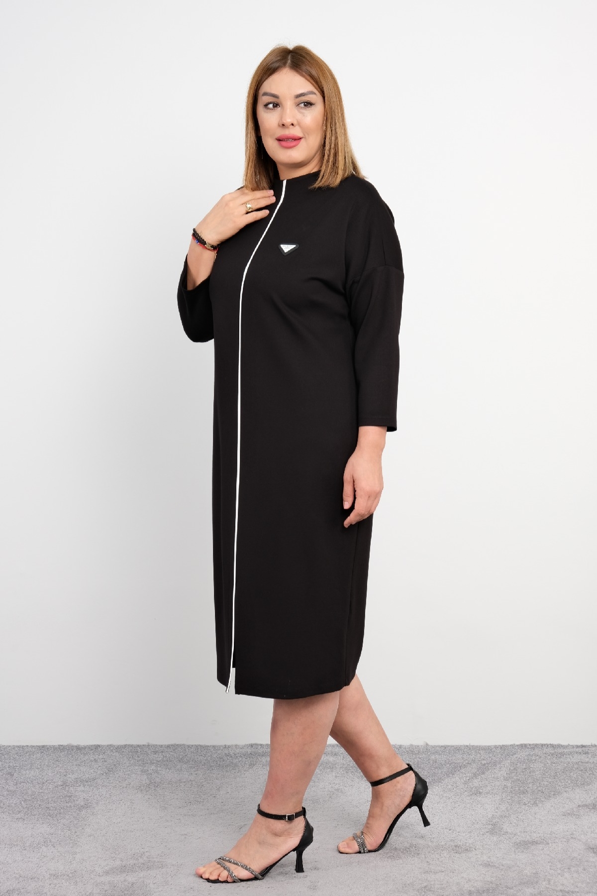 Casual Plus Size Dress-Black