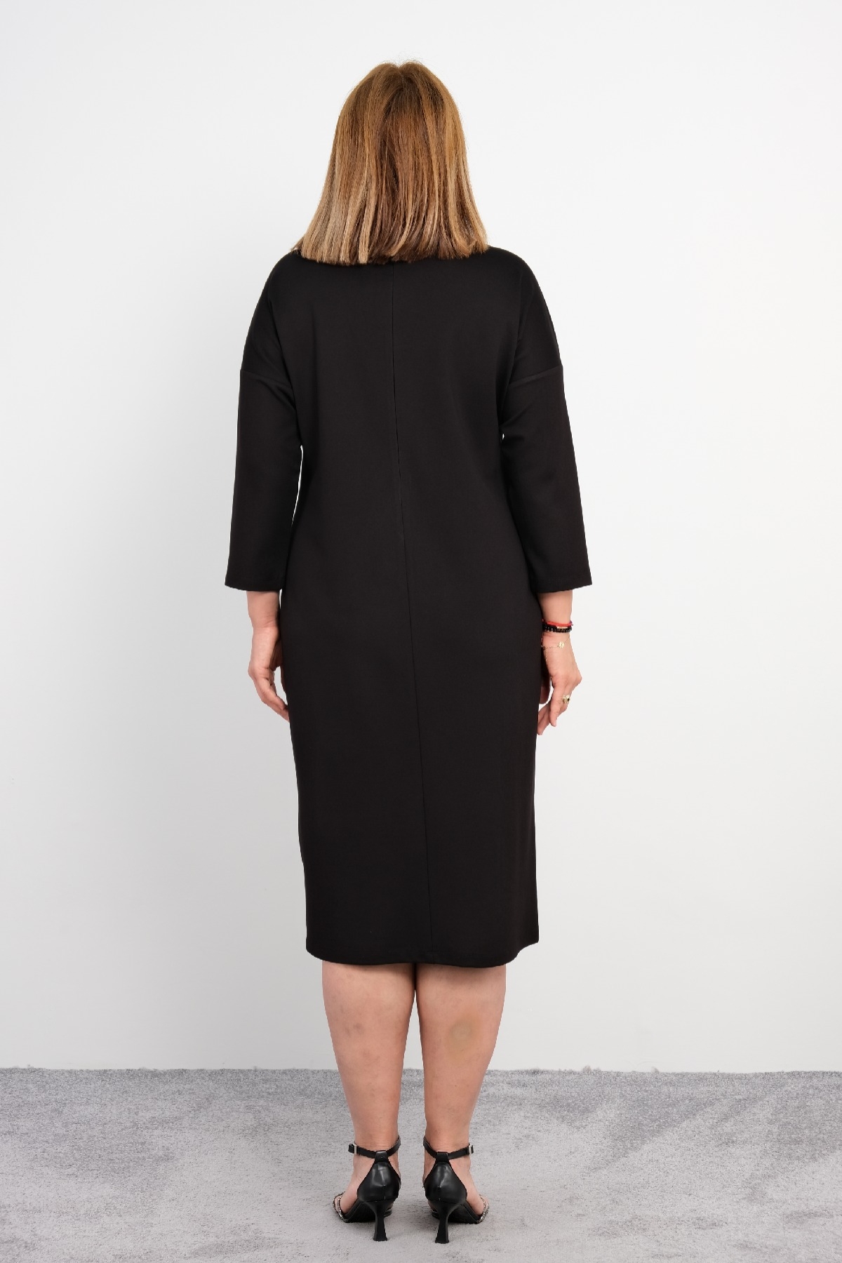 Casual Plus Size Dress-Black