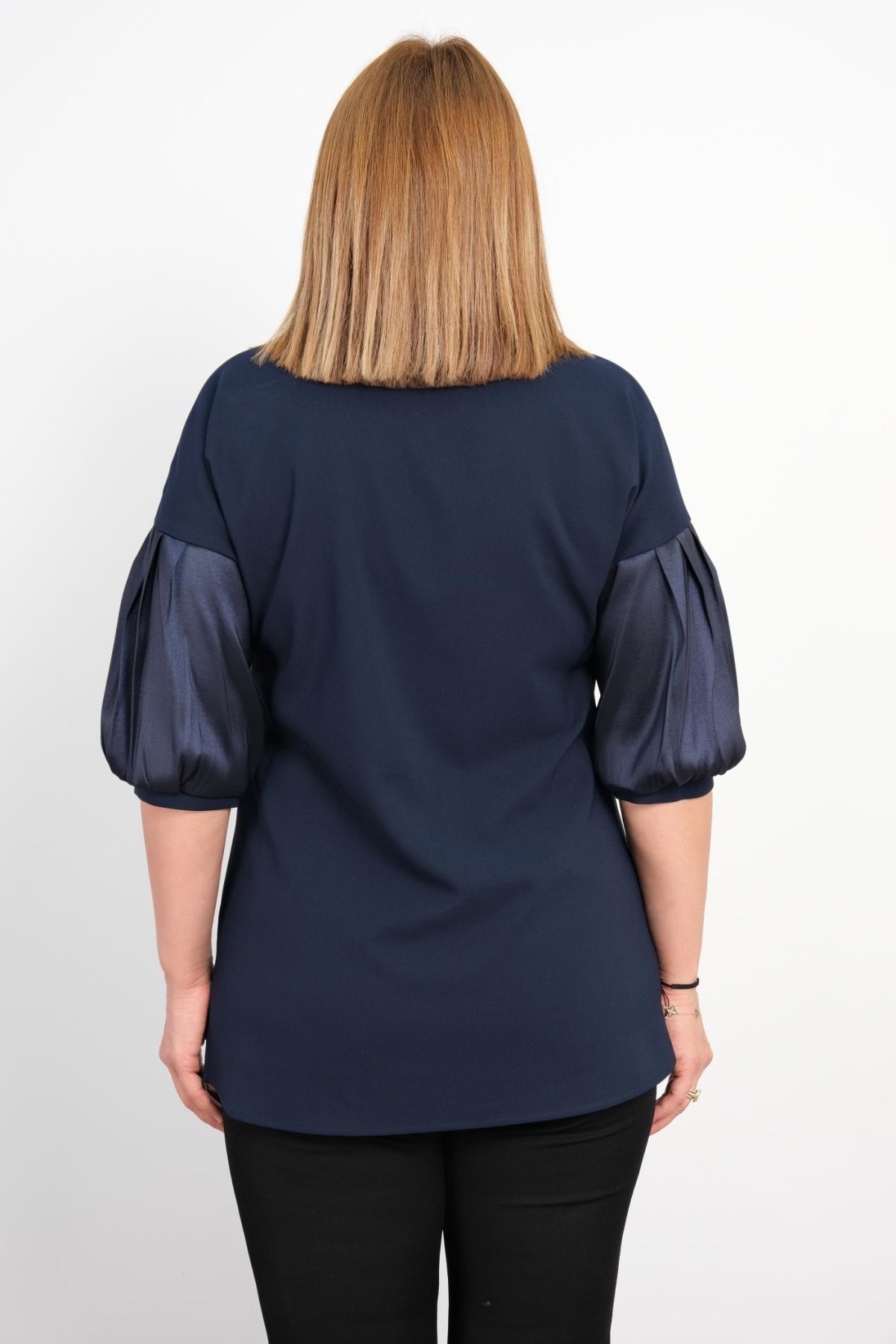 Plus Size Blouse-Dark Blue