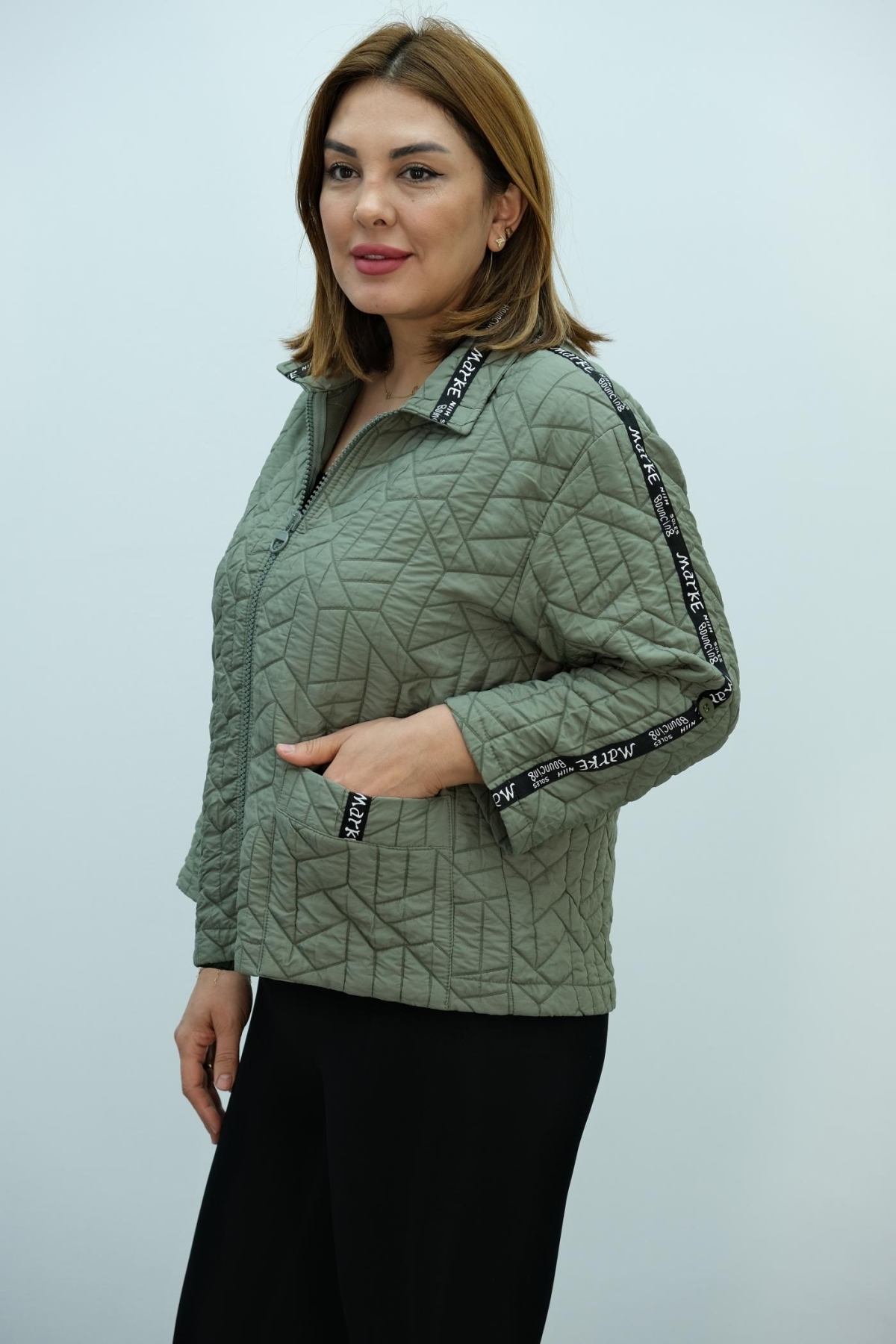 Plus Size Coat-Khaki