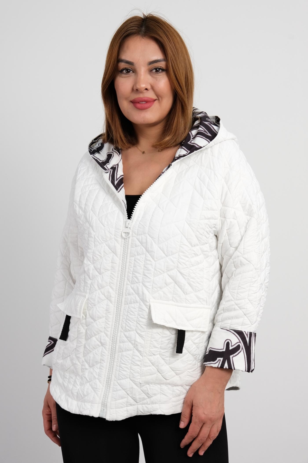 Plus Size Short Sport Jacket-White