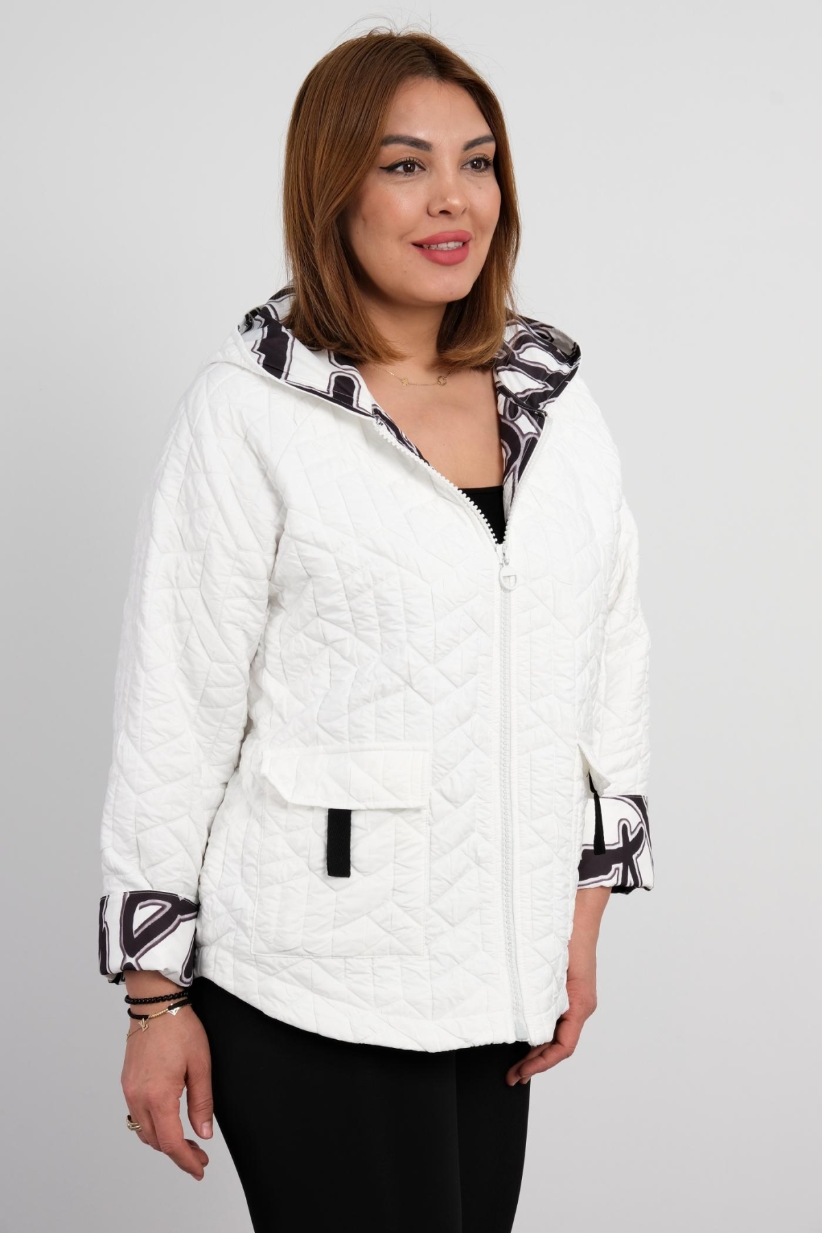 Plus Size Short Sport Jacket-White