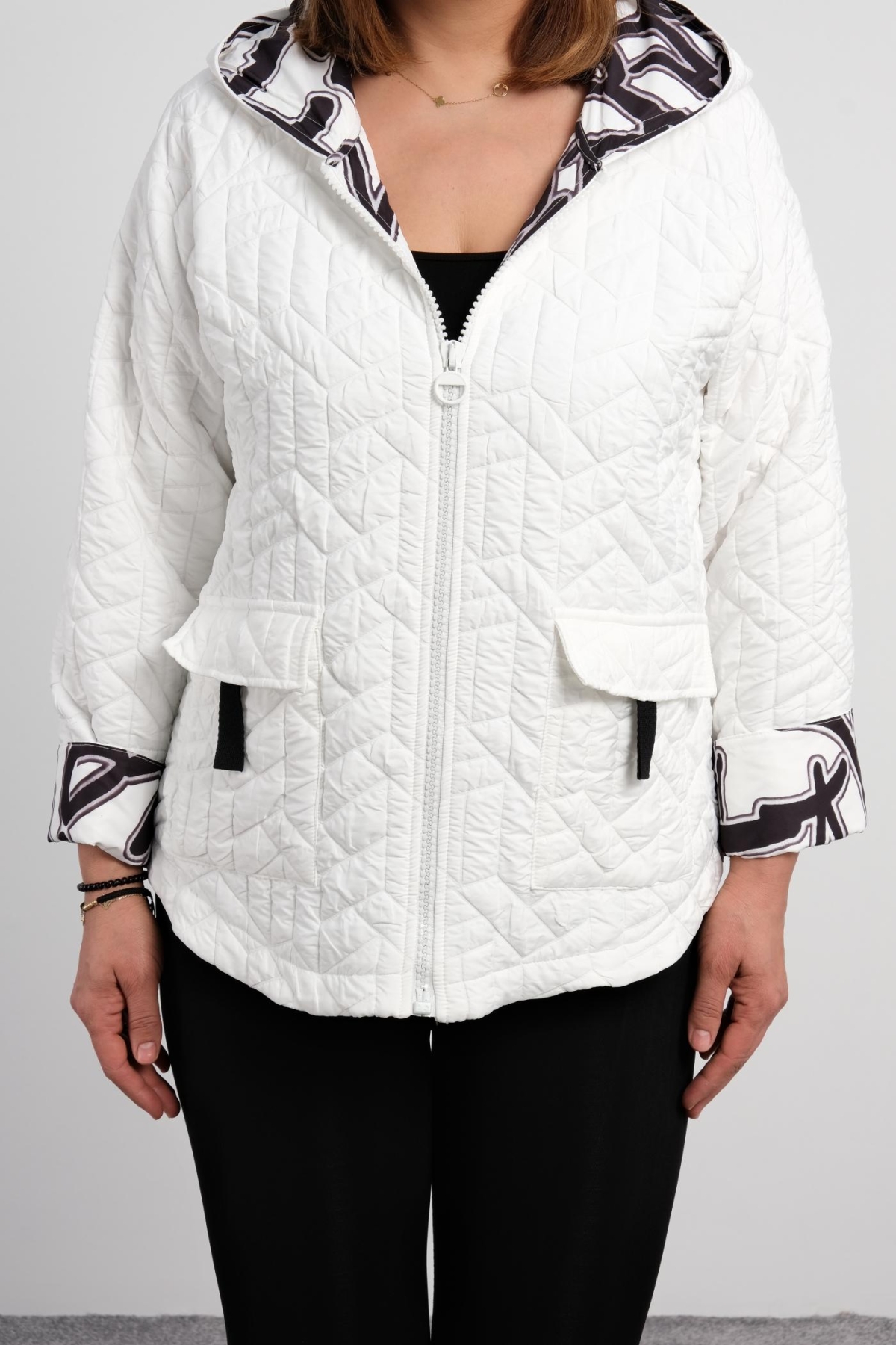 Plus Size Short Sport Jacket-White