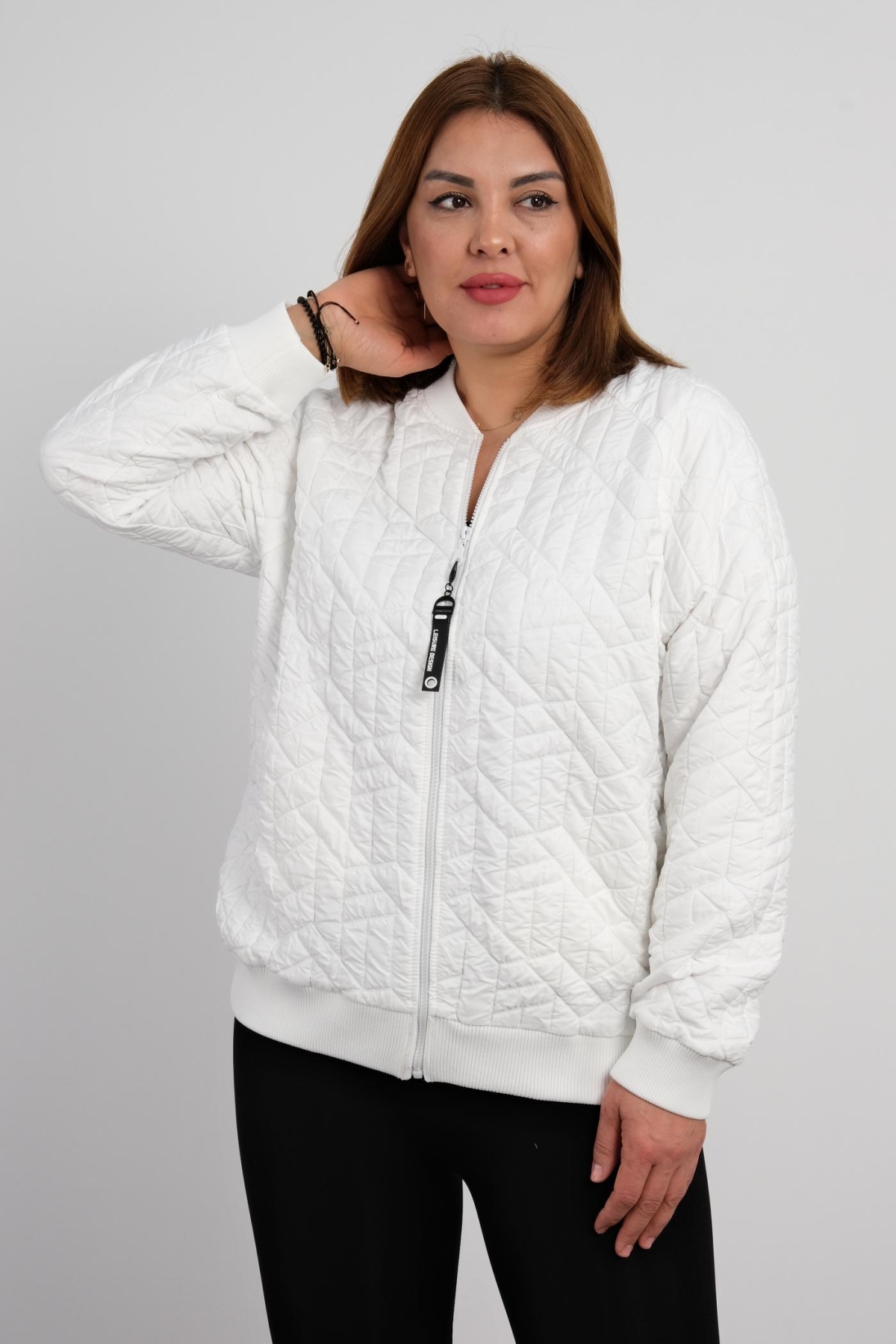 Plus Size Short Sport Jacket-White