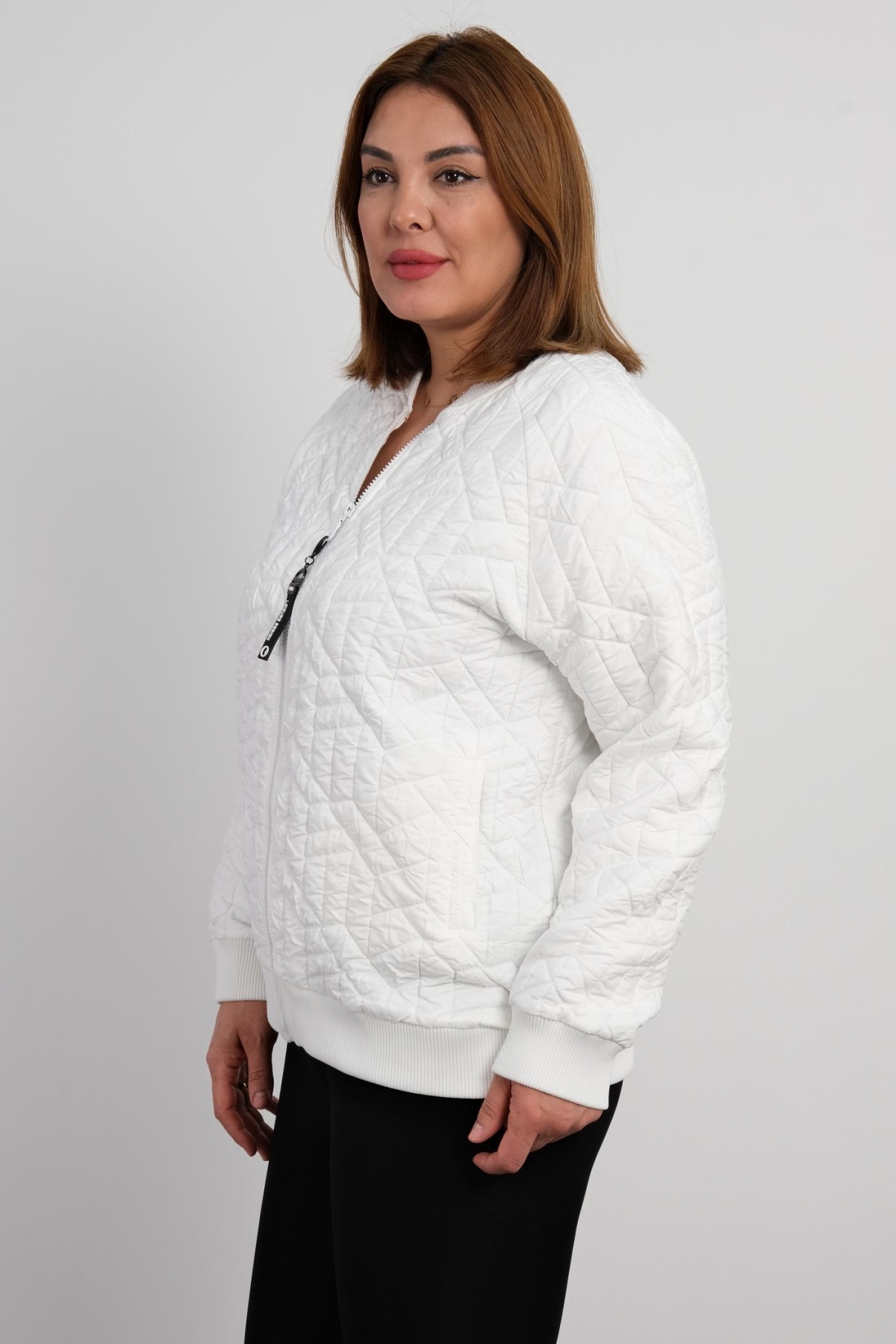 Plus Size Short Sport Jacket-White