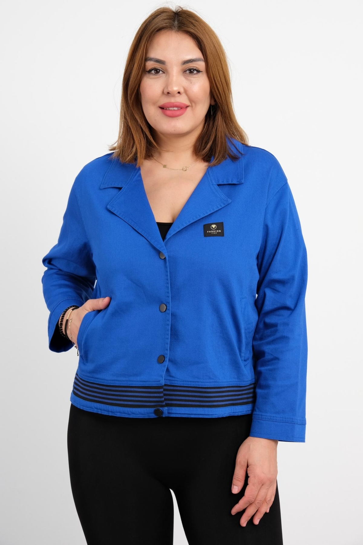 Plus Size Jacket-Bright Blue