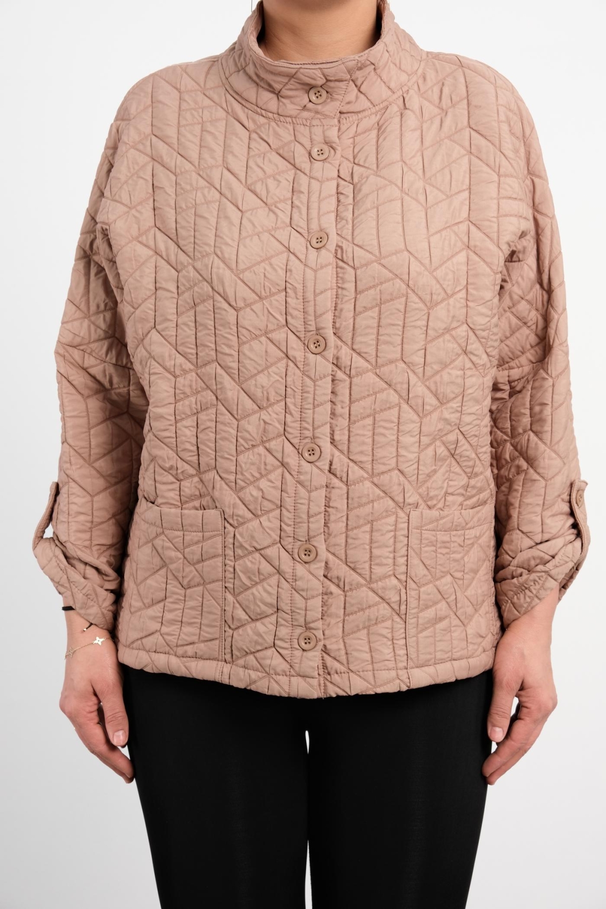 Plus Size Short Sport Jacket-Mink