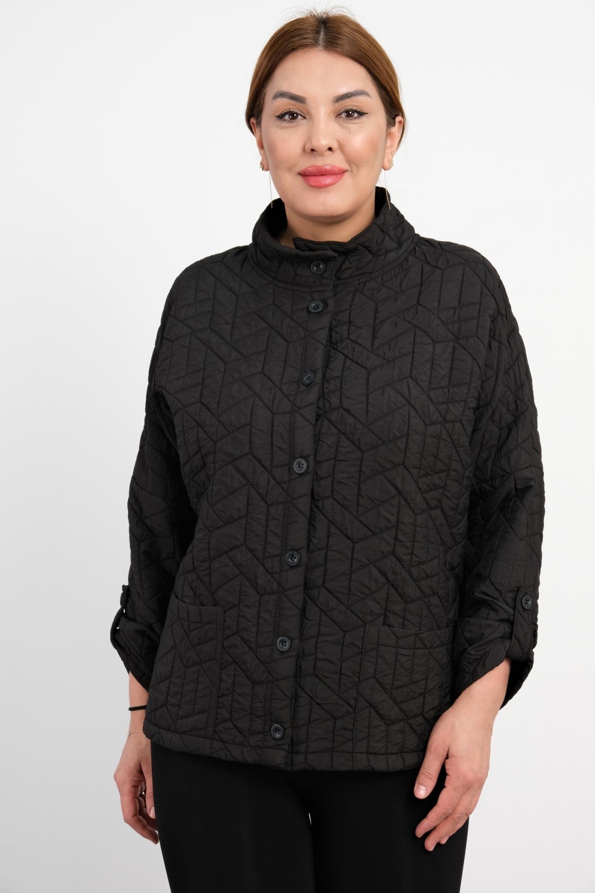 Plus Size Short Sport Jacket-Black