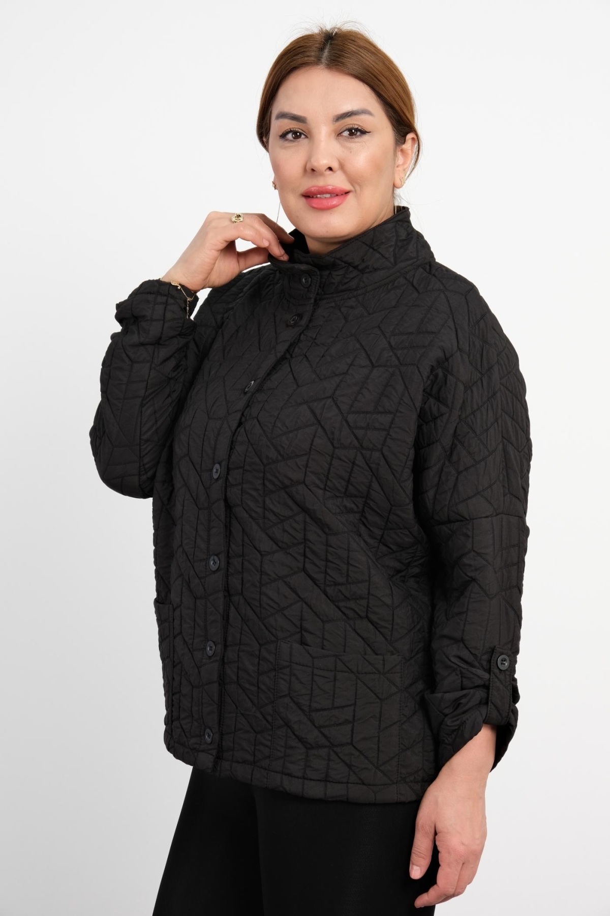 Plus Size Short Sport Jacket-Black