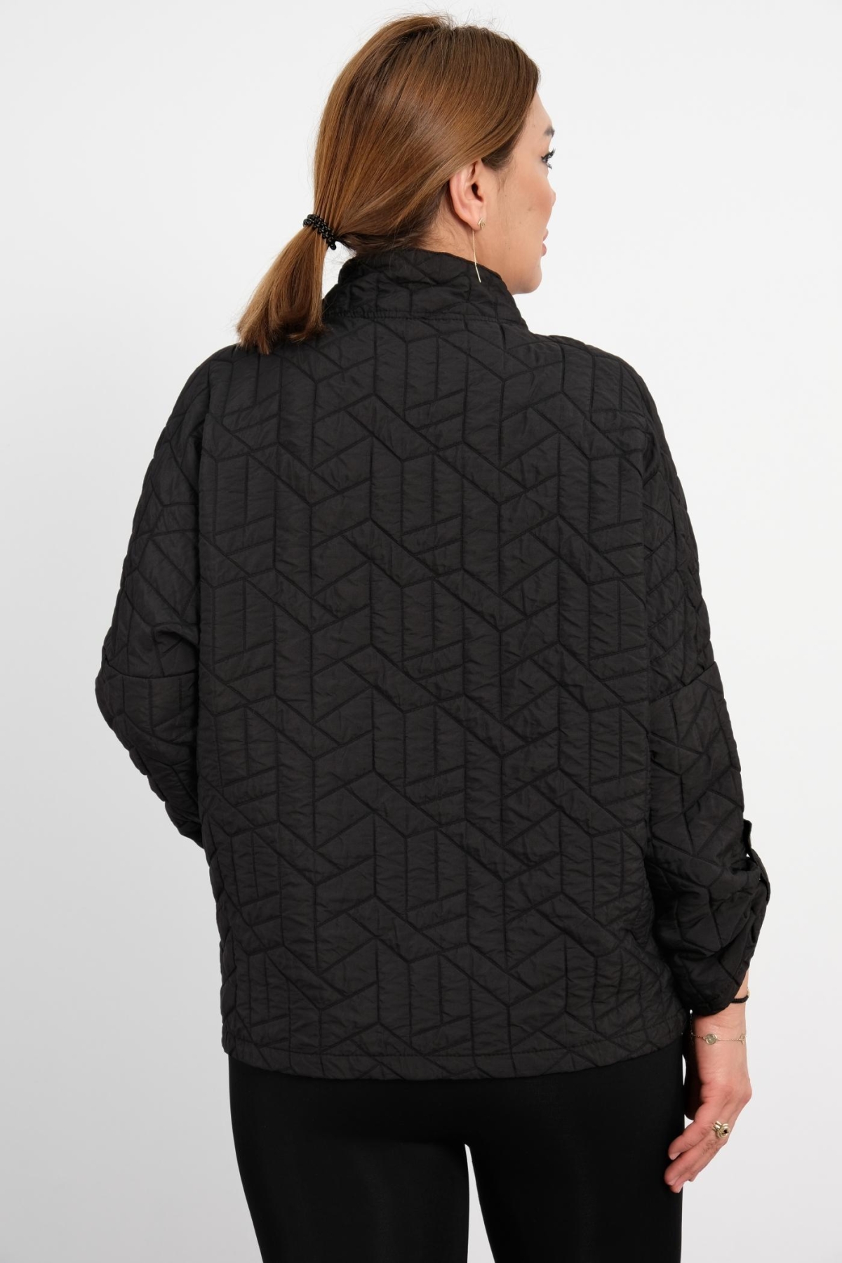 Plus Size Short Sport Jacket-Black