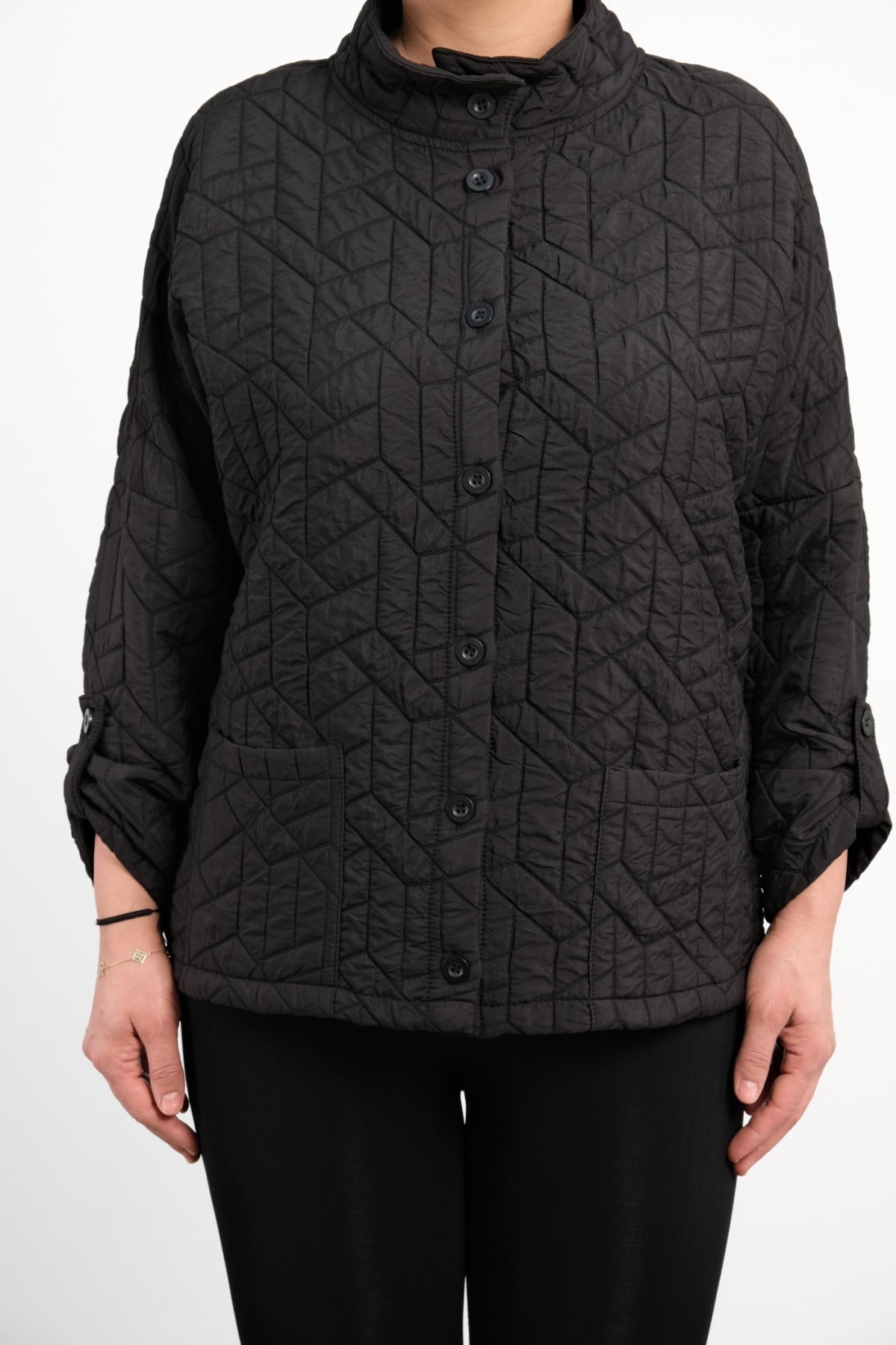 Plus Size Short Sport Jacket-Black