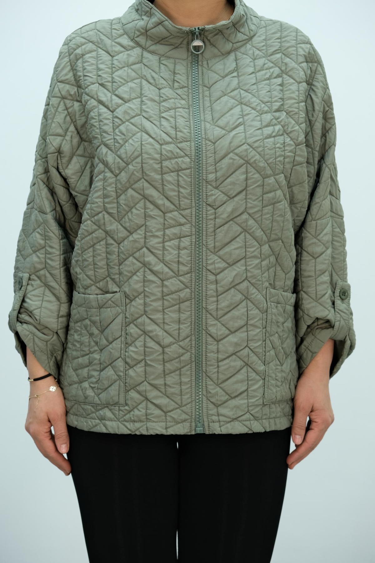 Super Plus Size Short Sport Jacket-Khaki