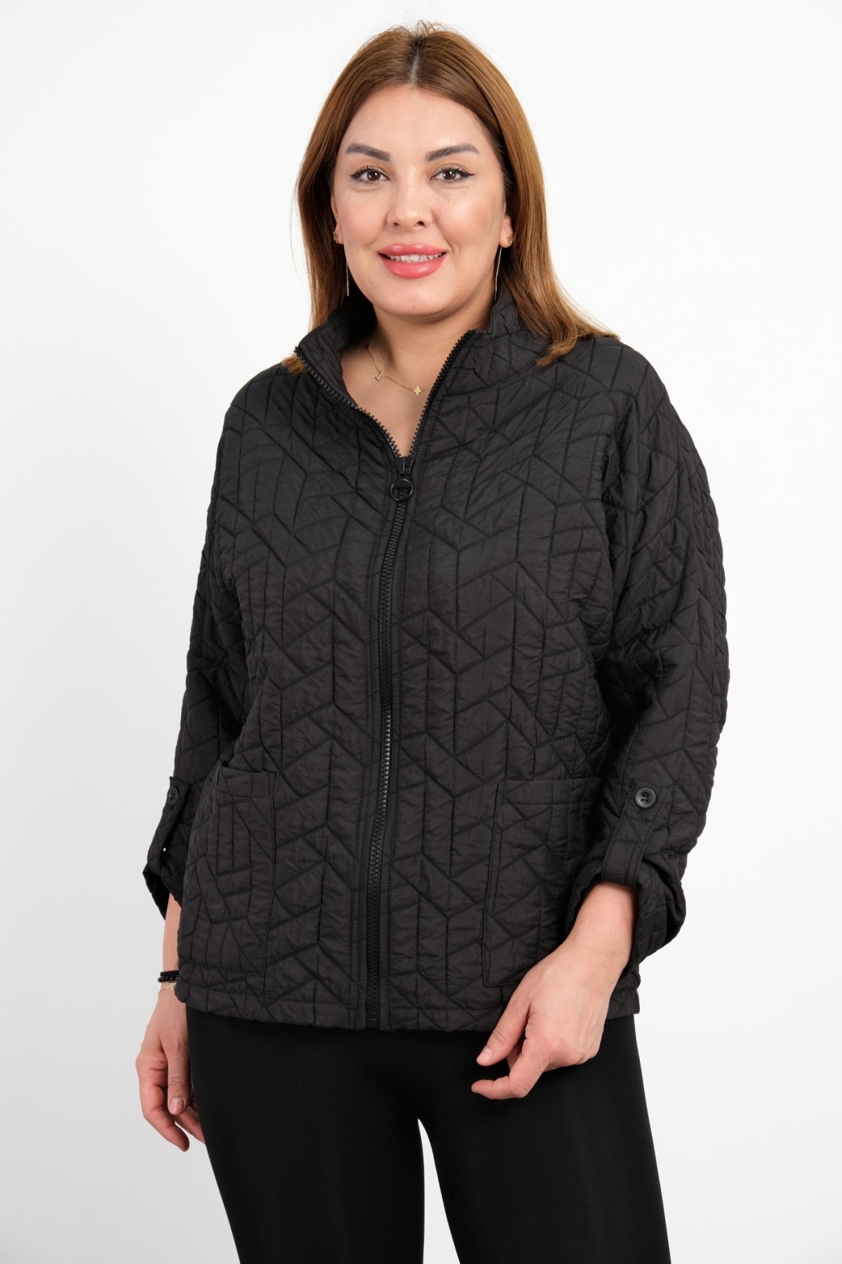 Plus Size Short Sport Jacket-Black