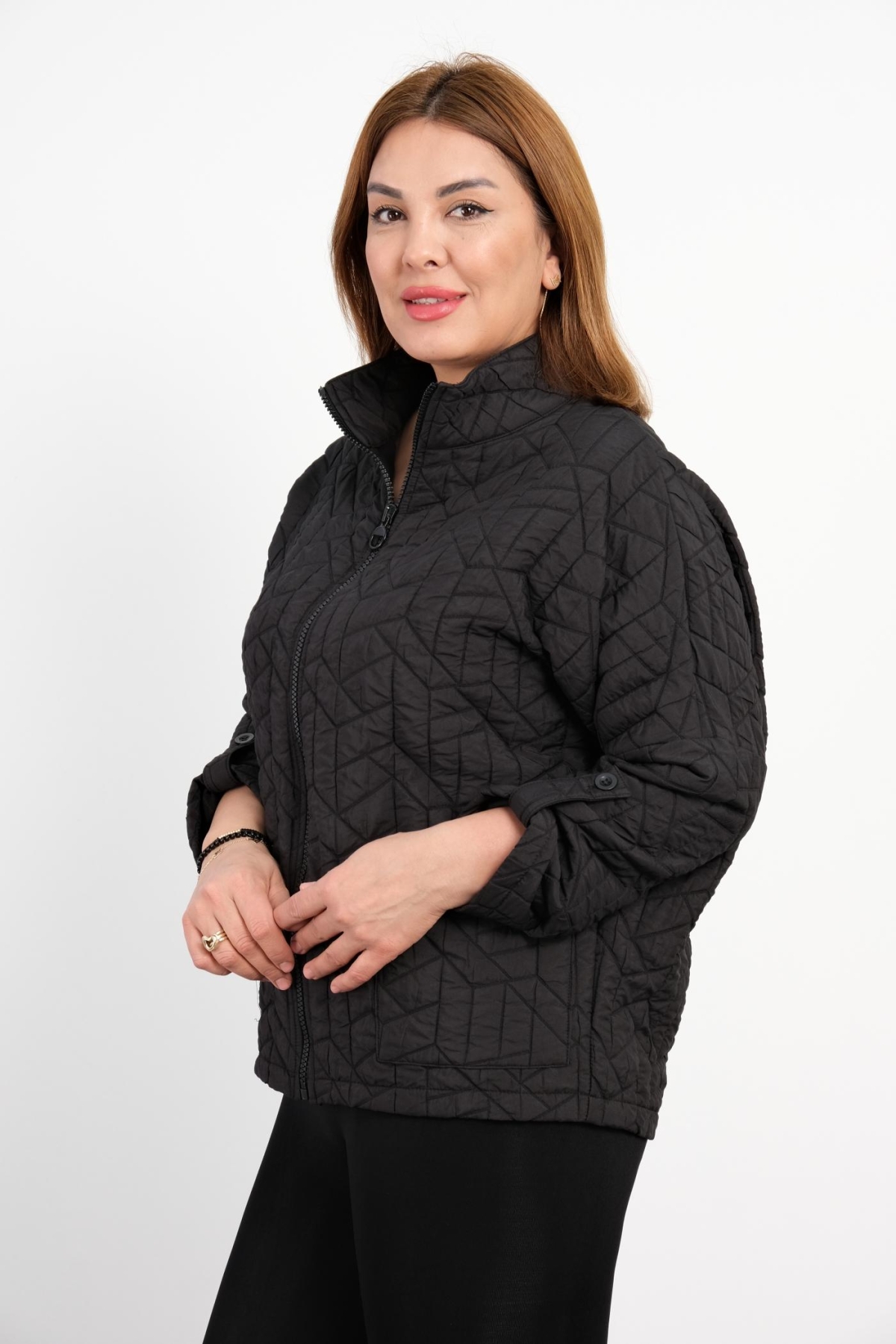 Plus Size Short Sport Jacket-Black