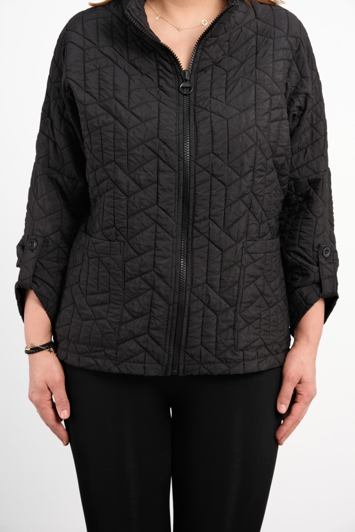 Plus Size Short Sport Jacket-Black